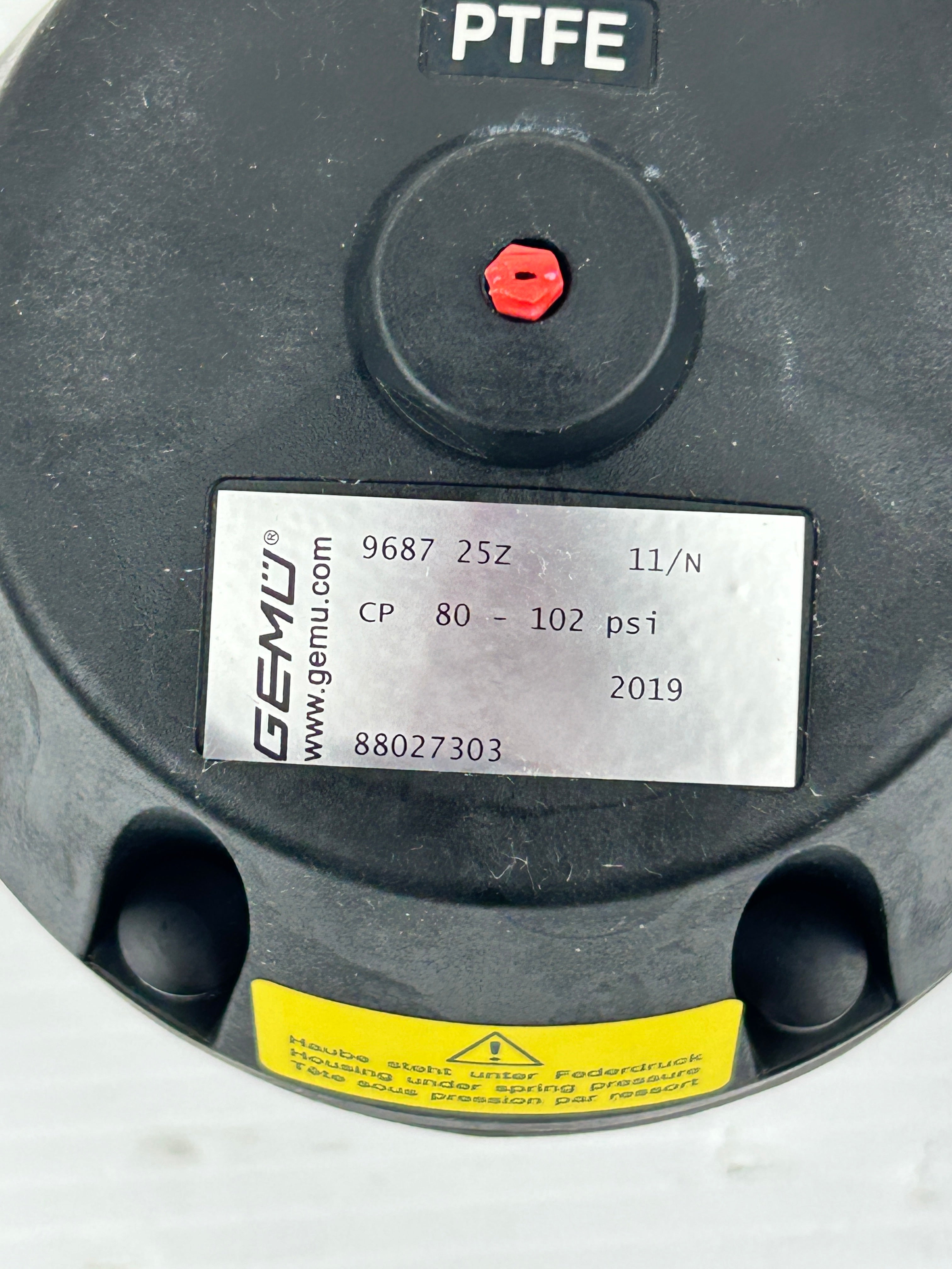 GEMU 9687 25Z Pneumatic Diaphragm Valve Actuator PTFE 80-102 PSI SS