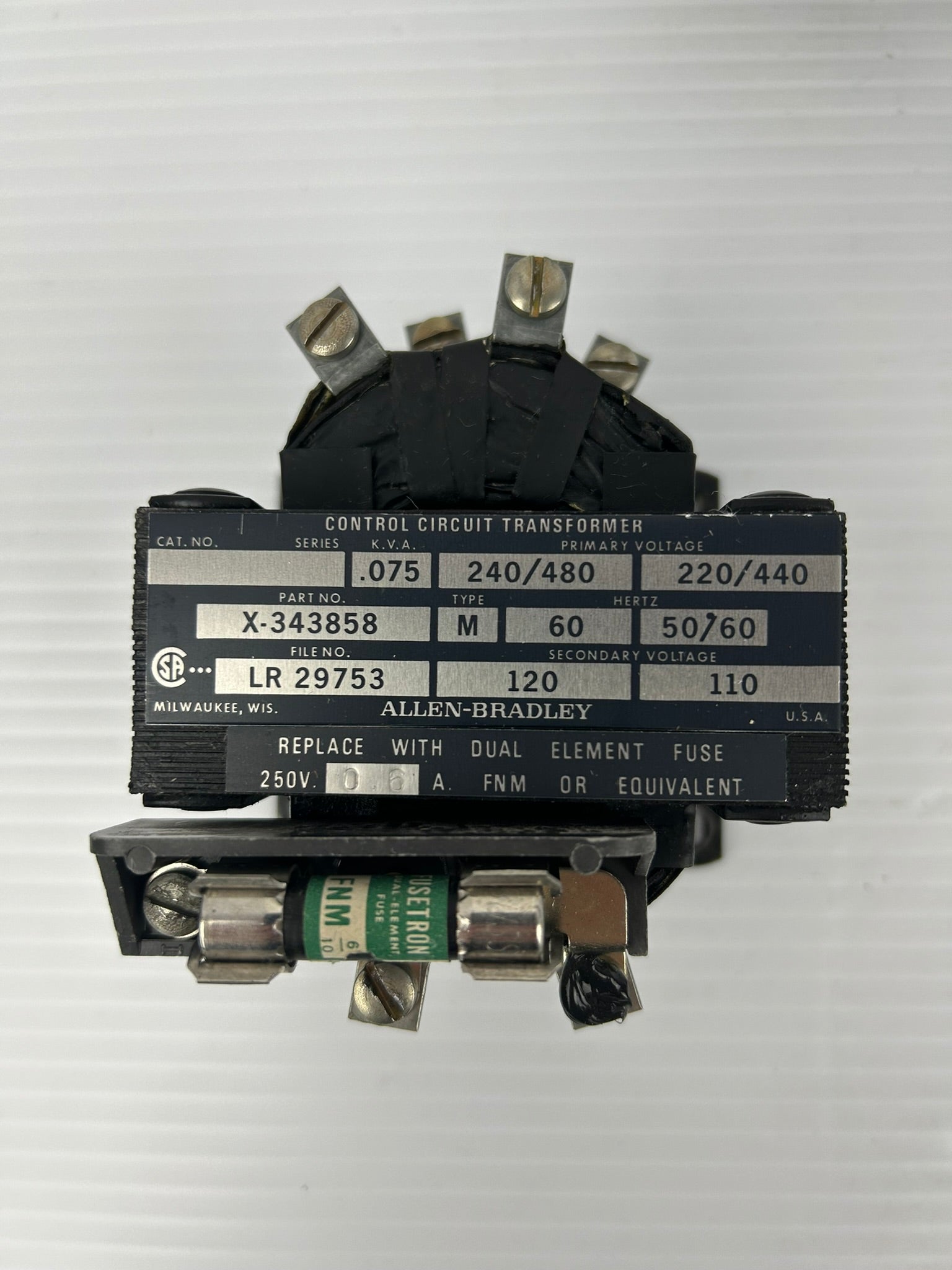Allen-Bradley X-343858 Control Circuit Transformer Type M 440V 0.75kVA 50/60Hz