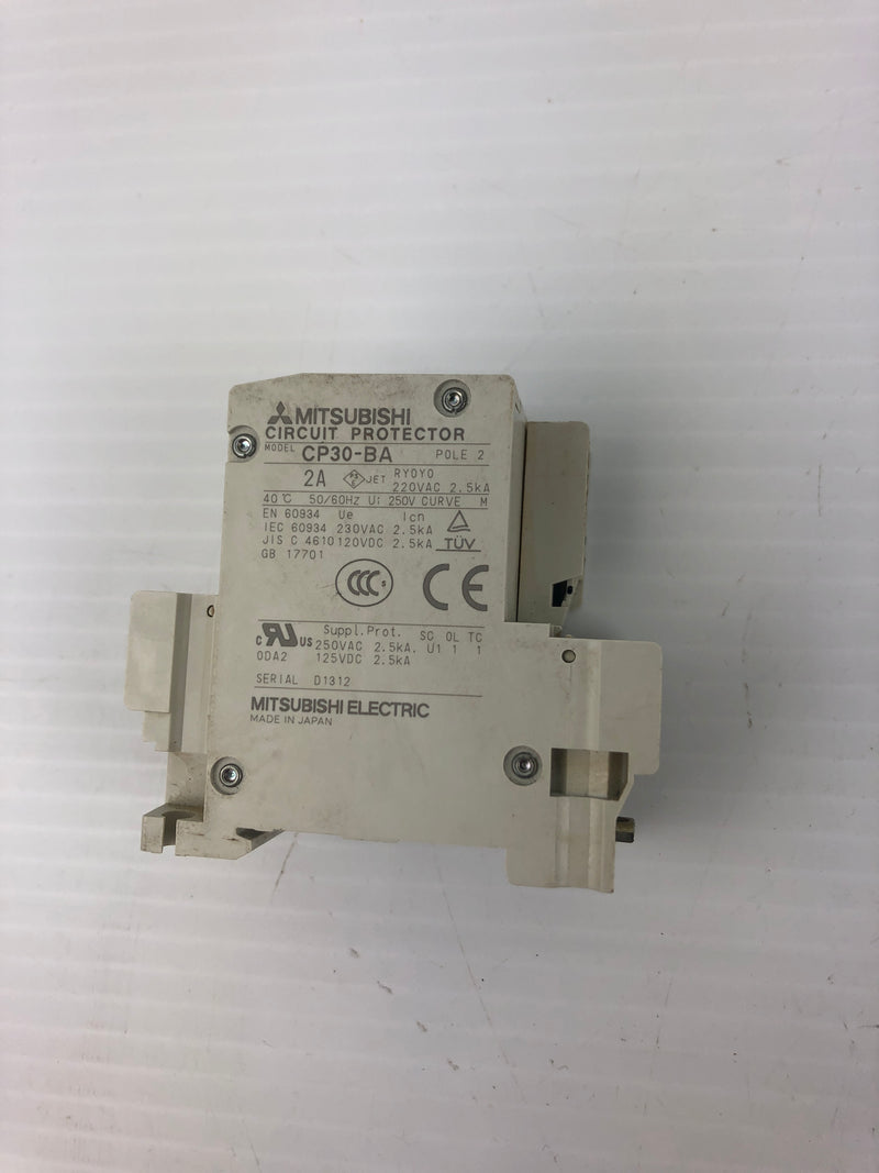 Mitsubishi Electric CP30-BA Circuit Protector 2 Pole 2A 220 VAC 2.5kA