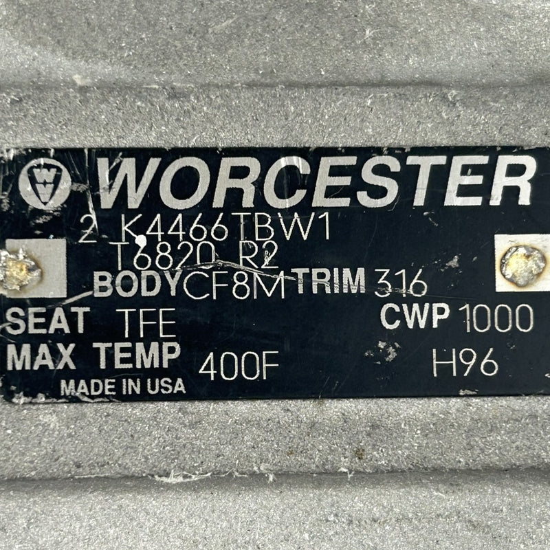 Worcester Controls 2 K4466TBW1 Ball Valve TFE Seat 1000 CWP 400°F Max Temp