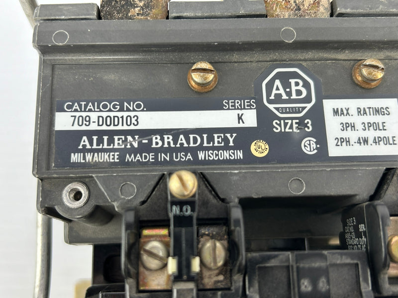 Allen-Bradley 709-D0D103 Motor Starter Contactor Series K Size 3