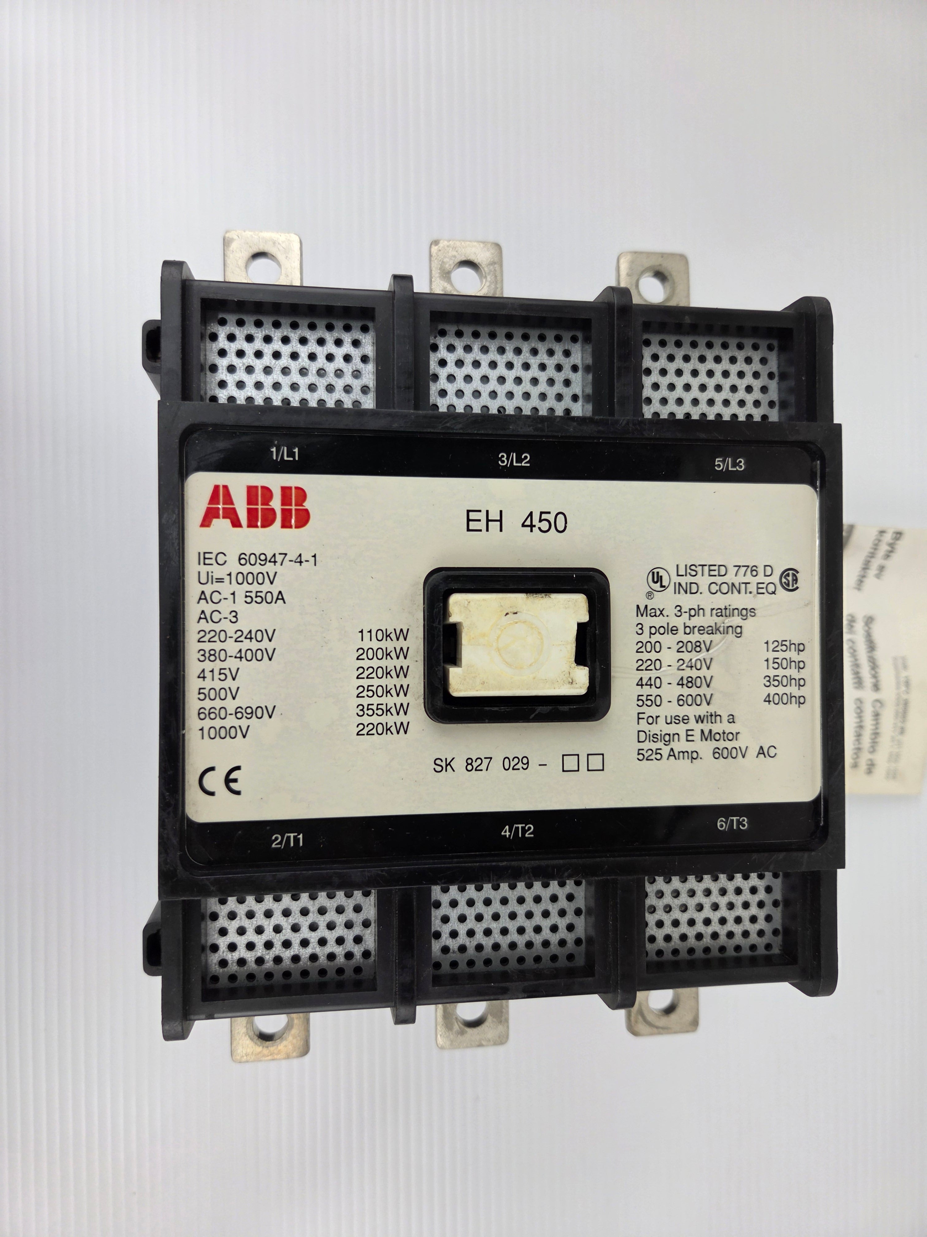 ABB EH450C-1 Contactor 3-Pole 120V Coil 550A 1000V Motor Starter EH 450C-*L