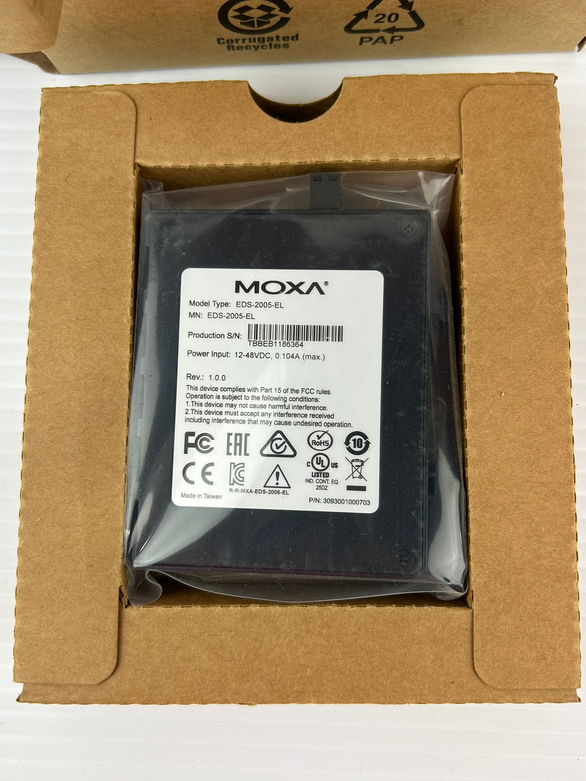 MOXA EDS-2005-EL 5-Port Unmanaged Industrial Ethernet Switch DIN Rail