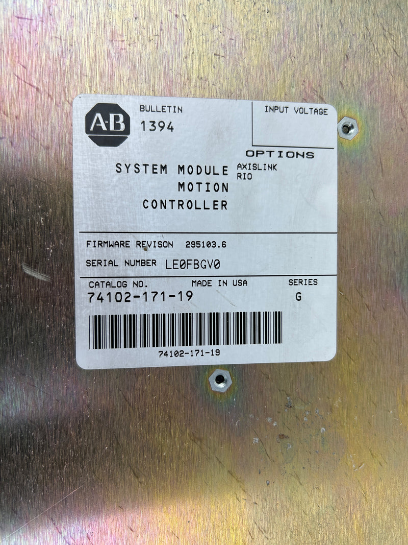 Allen-Bradley 74102-171-19 Motion Controller Board Ser. G AxisLink RIO BUL 1394