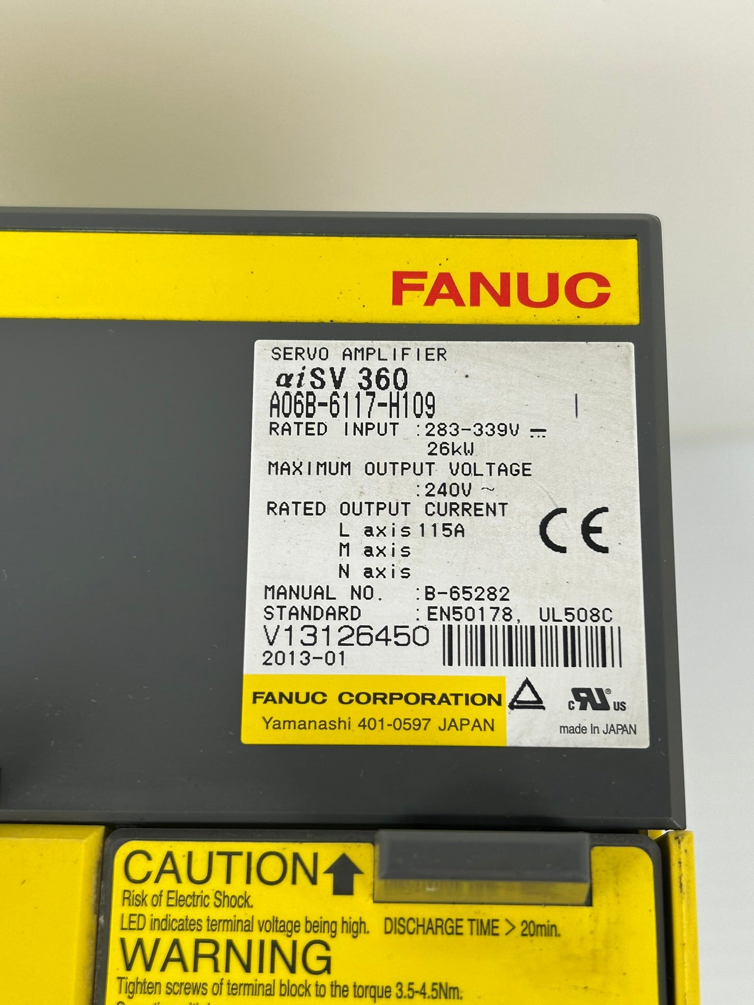 Fanuc A06B-6117-H109 Servo Amplifier Servo Drive aiSV 360 B-65282