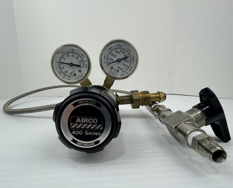 Airco Gas Regulator 412-1301 Assembly 400 Series with 2 Gauges and Hose