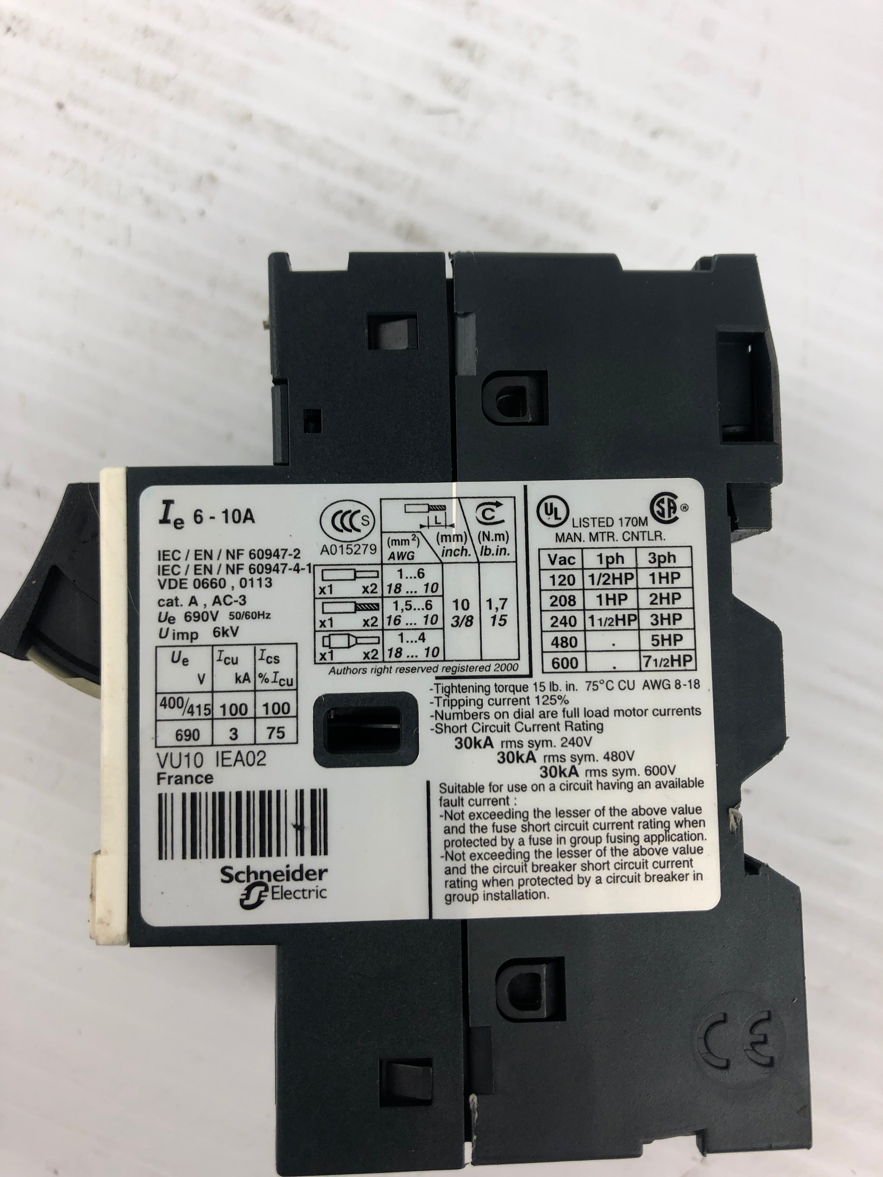 Telemecanique GV2ME14 Motor Circuit Breaker