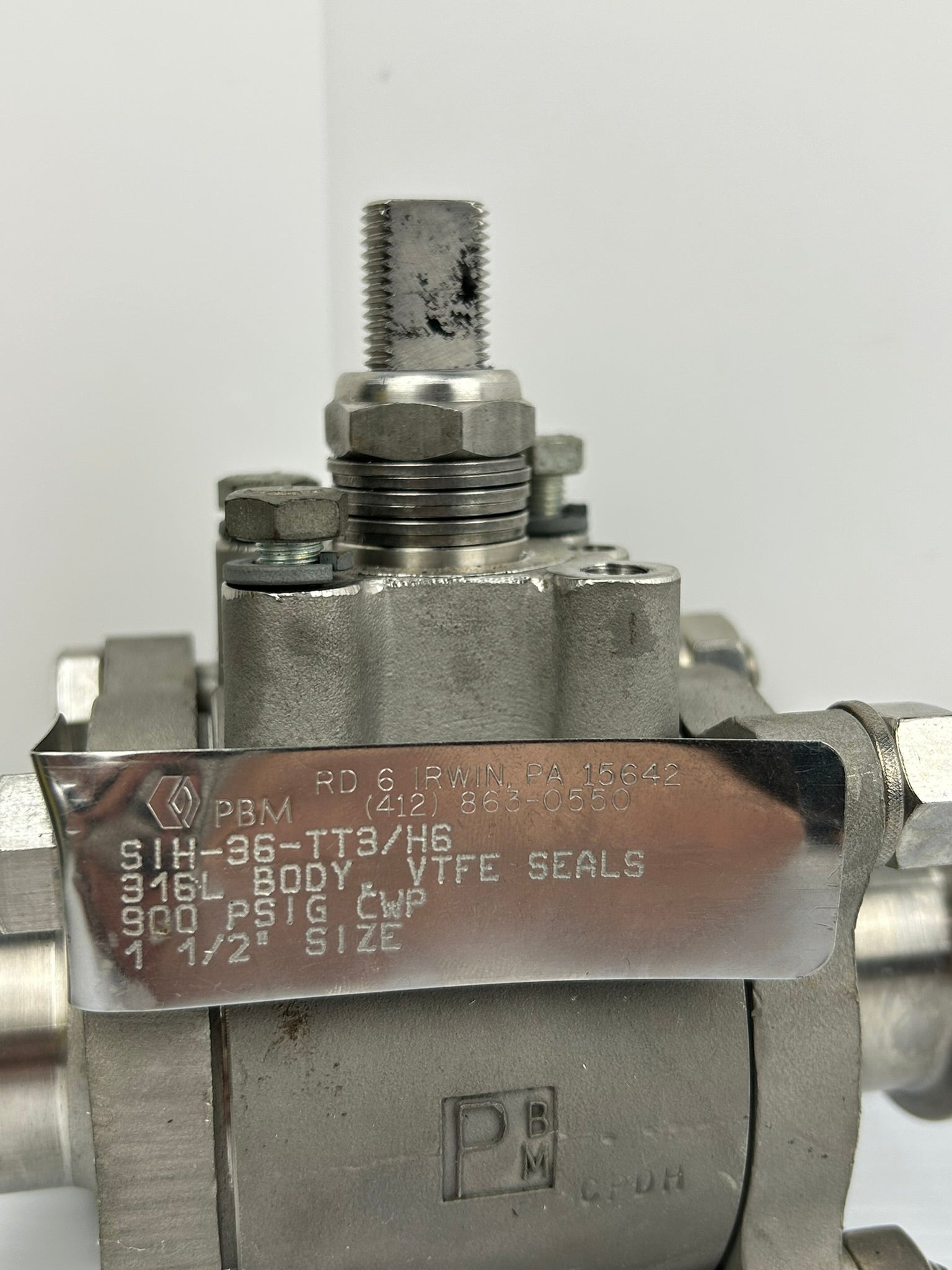 PBM SIH-36-TT3/H6 Valve 900 PSIG 1-1/2" SPH-L-CF3M 316L