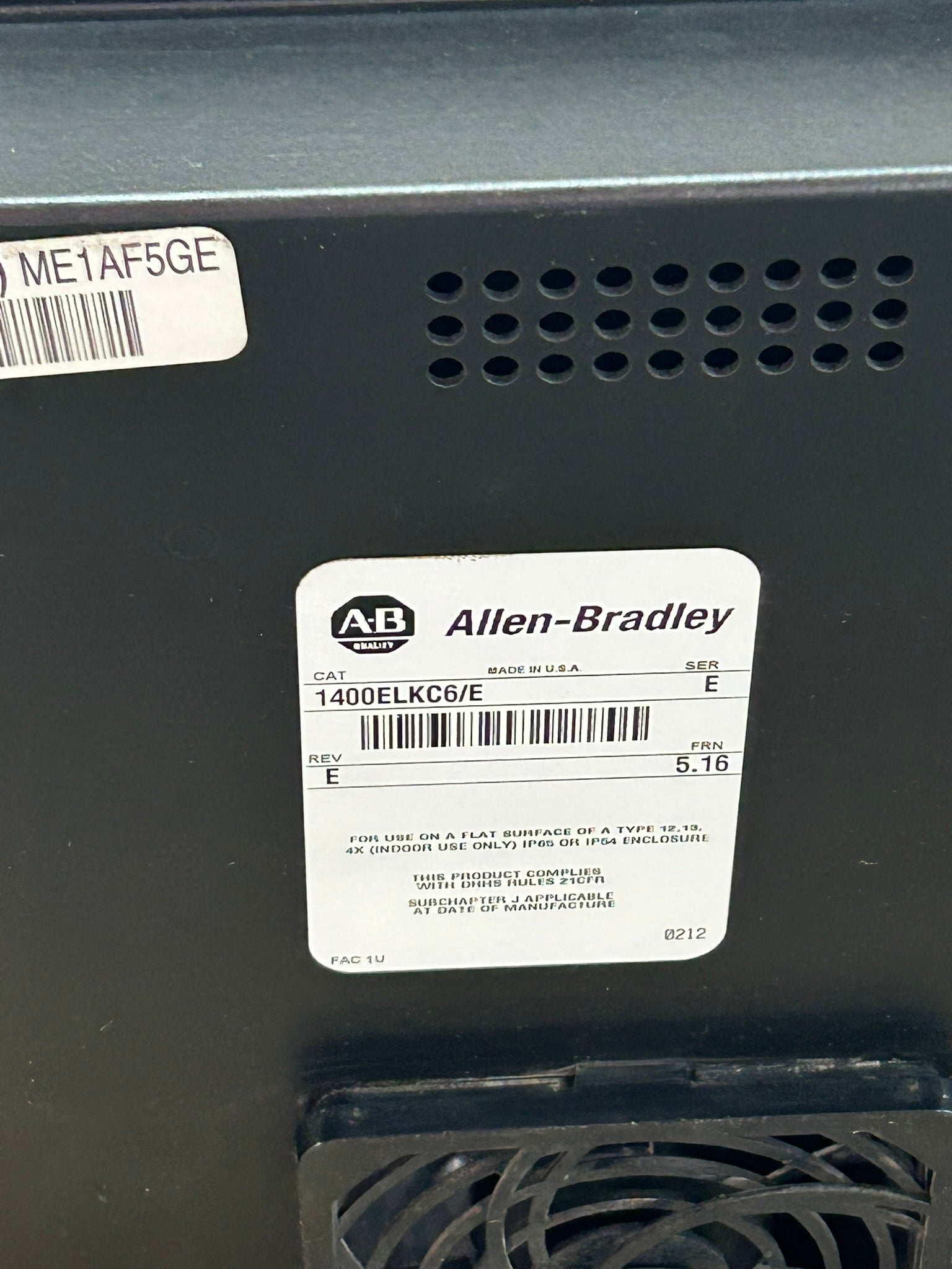Allen-Bradley 1400ELKC6/E Panel View 1400e Series E Revision E FRN 5.16