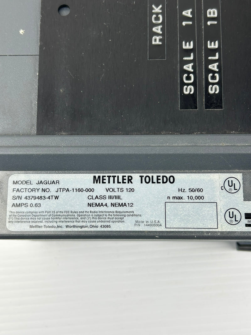 Mettler Toledo JAGUAR Scale Controller Interface Panel JTPA-1160-000 120V 0.63A