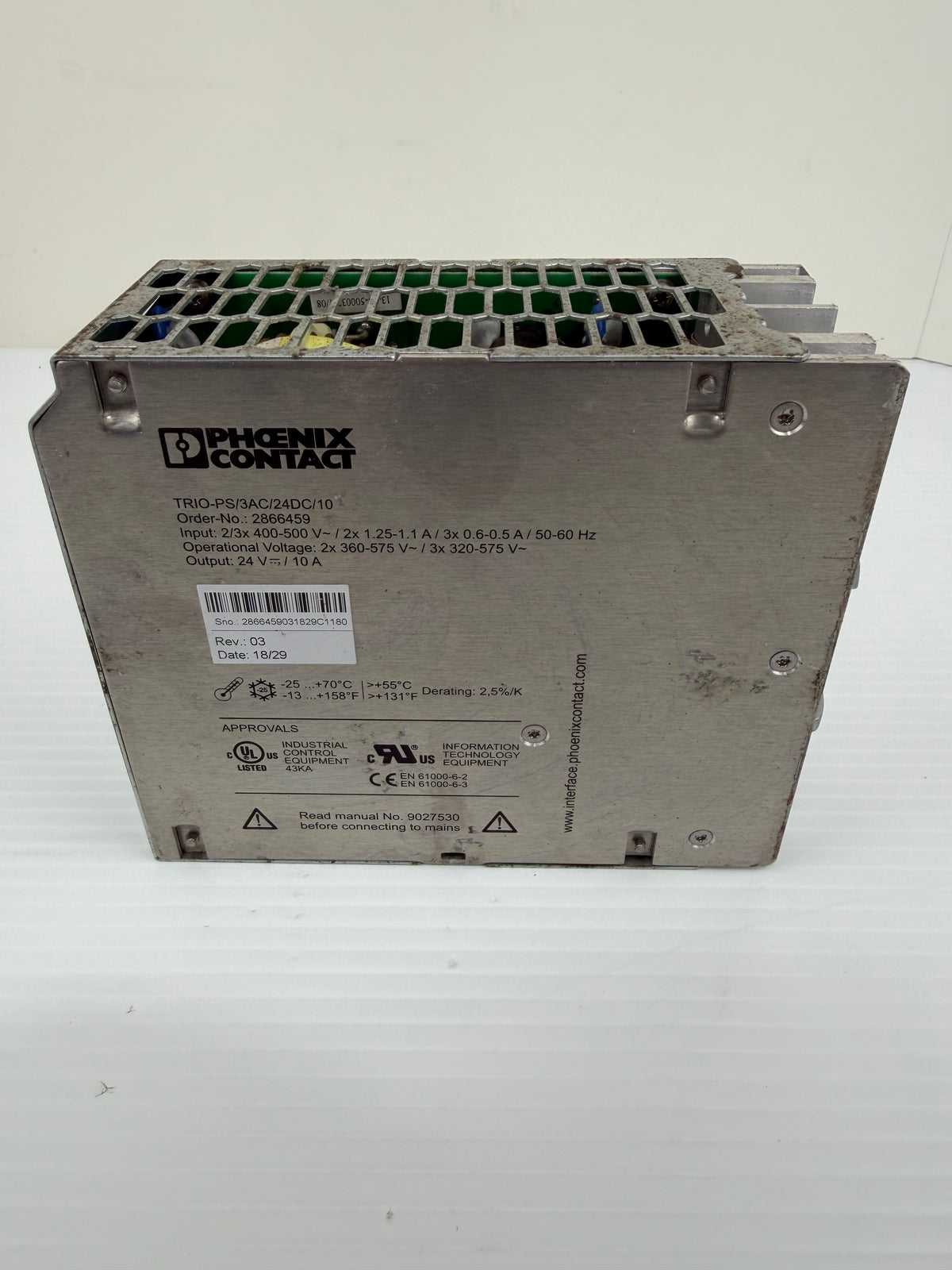 Phoenix Contact 2866459 TRIO-PS/3AC/24DC/10 Power Supply 24VDC 10A