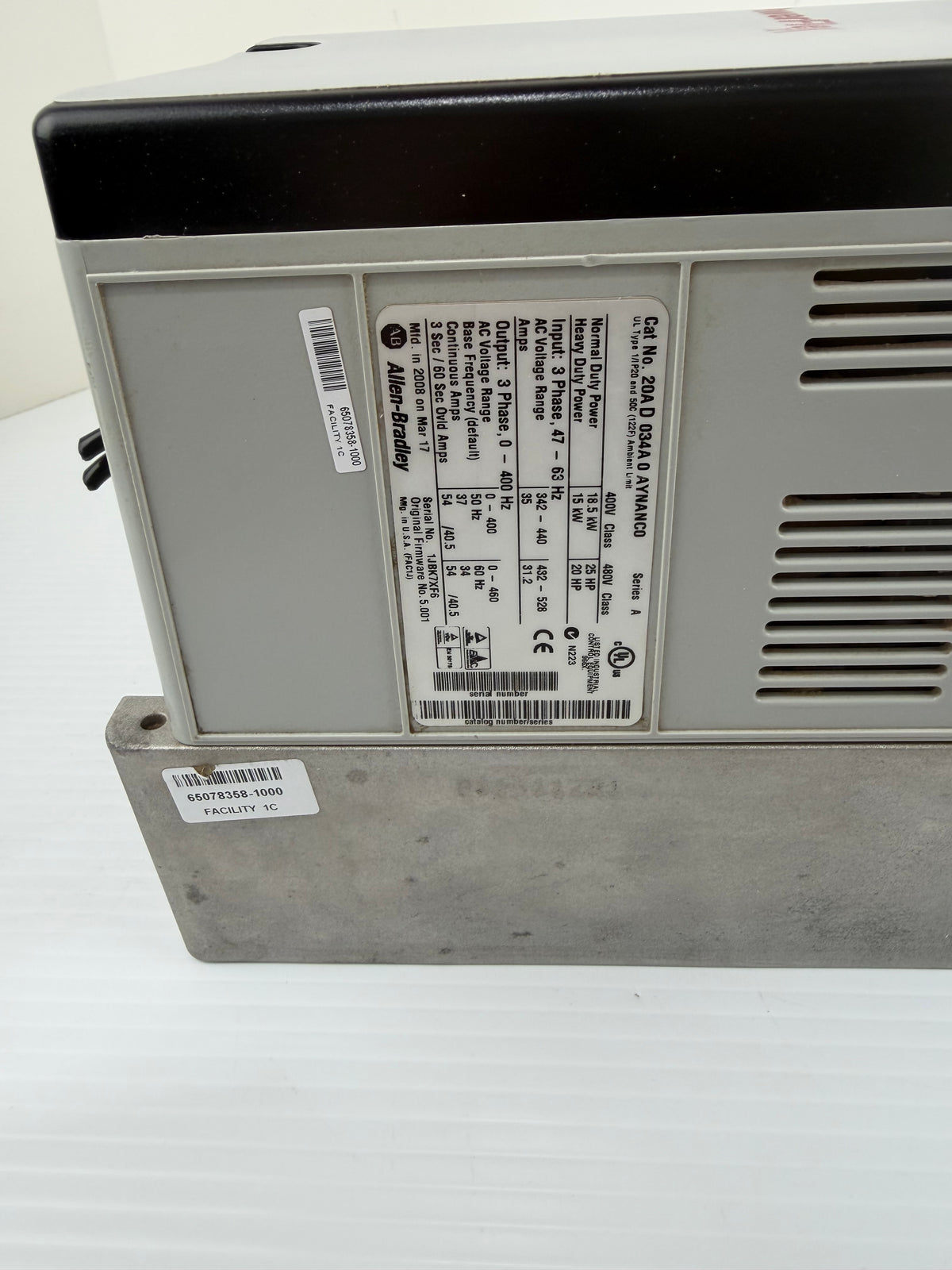 Allen Bradley PowerFlex 70 20AD034A0AYNANC0 Series A 20 HP 480V