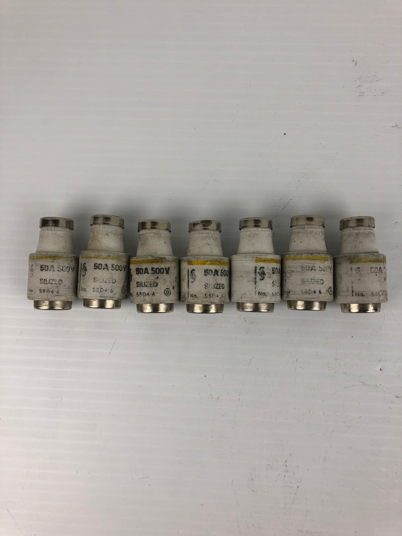 Siemens 5SD46 Silized Ceramic Bottled Fuse 50A 500V (Lot of 7)