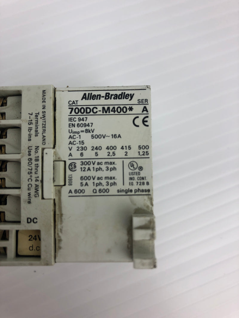 Allen-Bradley 700DC-M400 Control Relay Ser. A 500V 16A 8kV