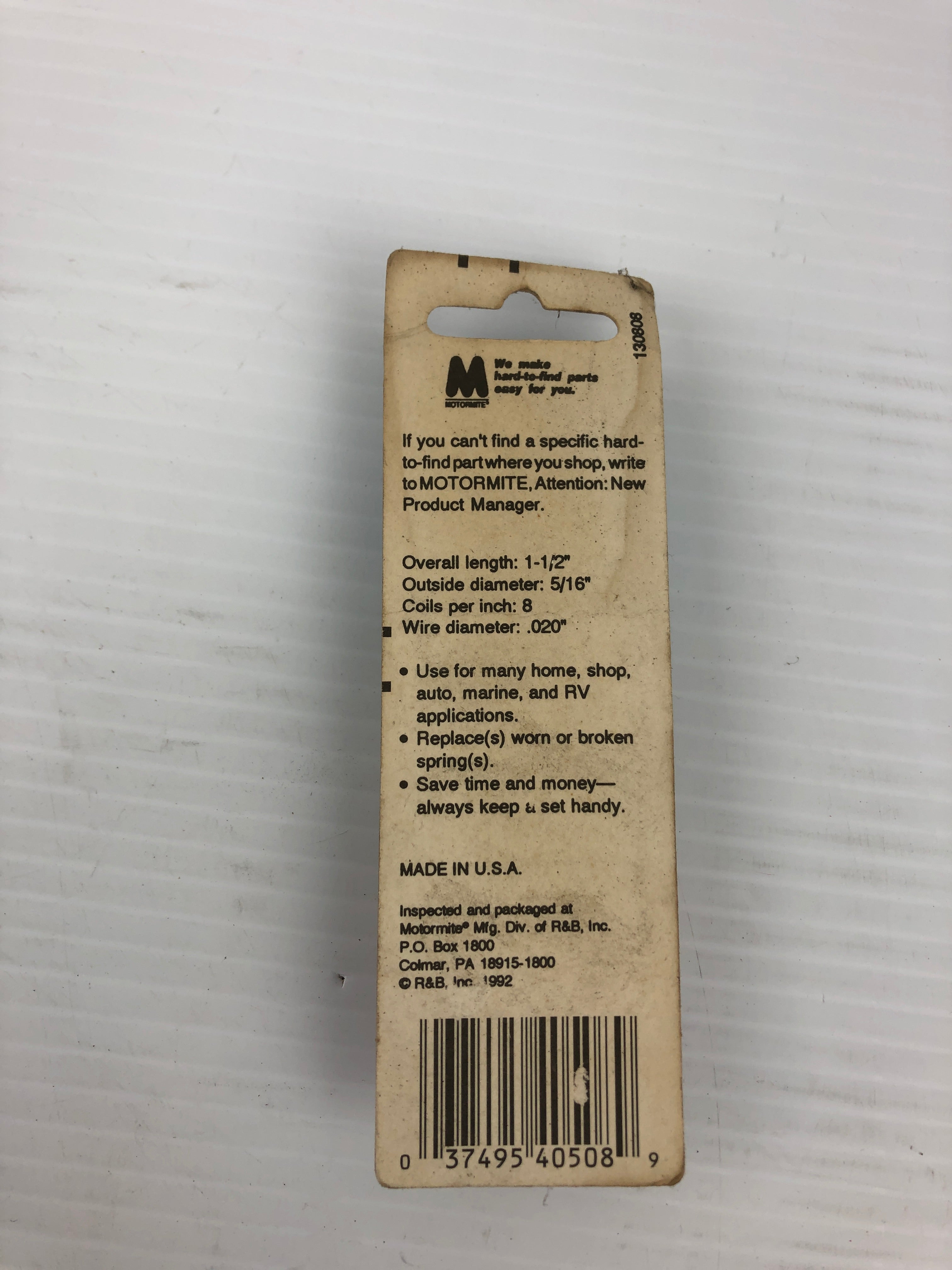 Spring-Tite 40508 Compression Spring - 1-1/2" x 5/16" x .020