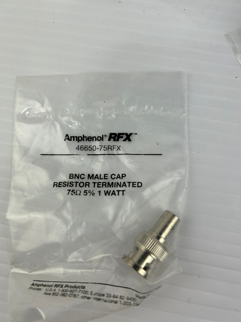 Amphenol RFX 46650-75RFX BNC Male Cap Resistor Terminated 75Ω 5% 1W - Lot of 39