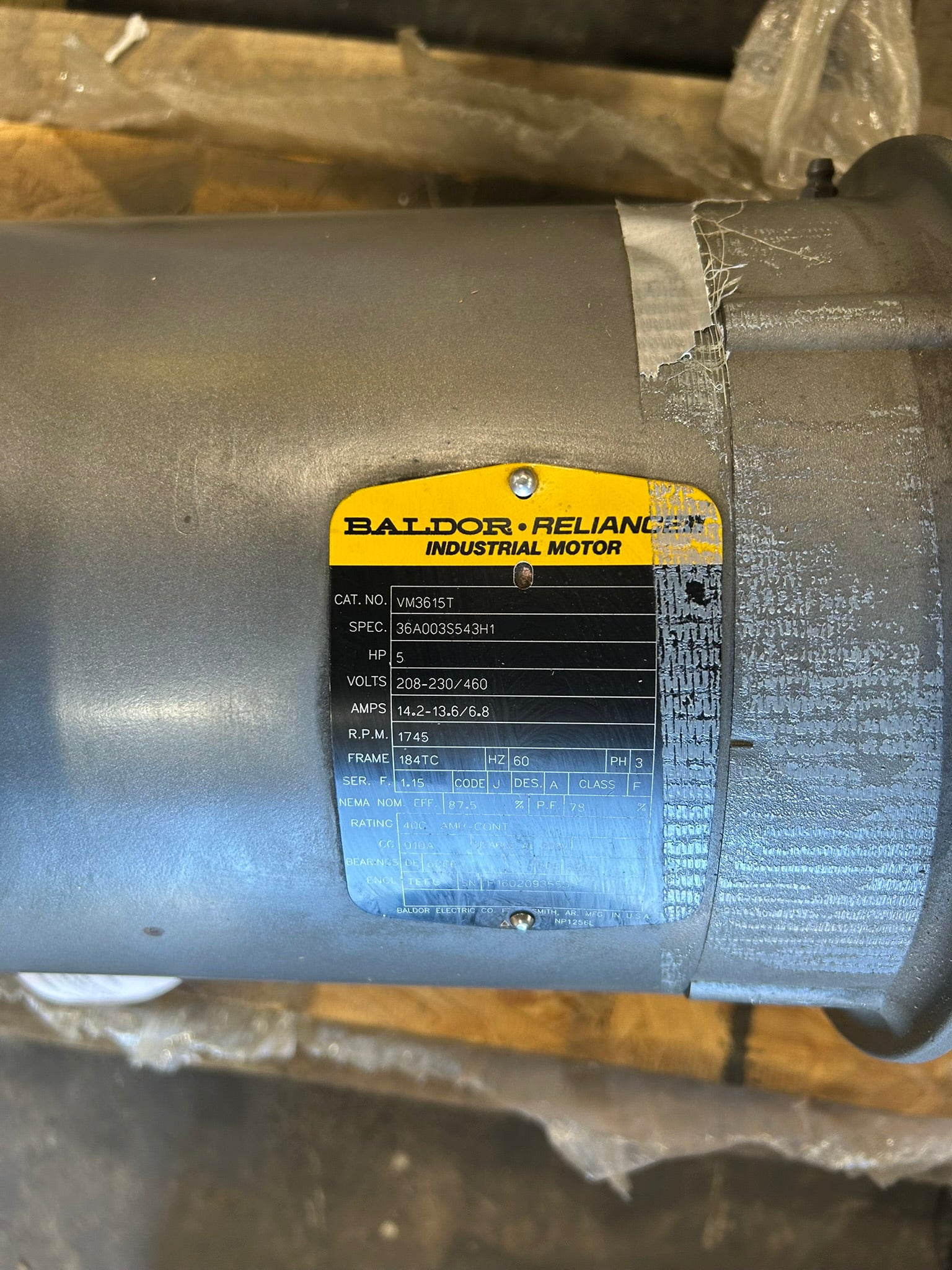 Baldor Reliance VM3615T 5HP 3PH TEFC Industrial Electric Motor 208-230/460V