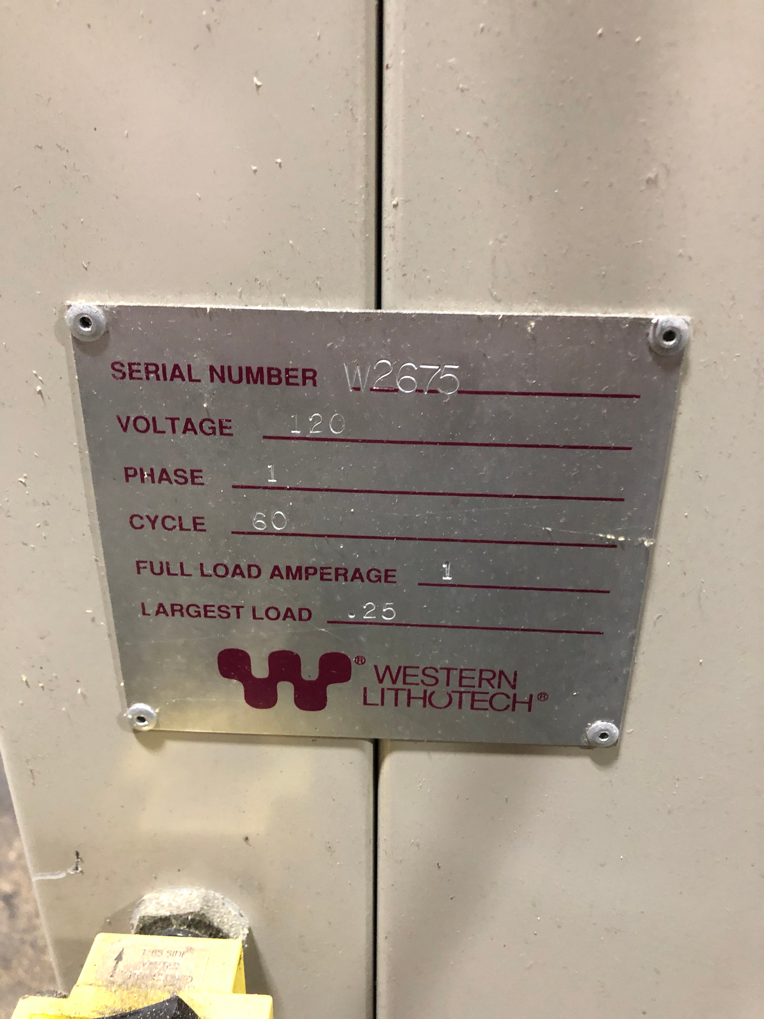 Western Lithotech W2675 Acculite Machine with Two Monitors 1PH 60 Cycle 1 FLA