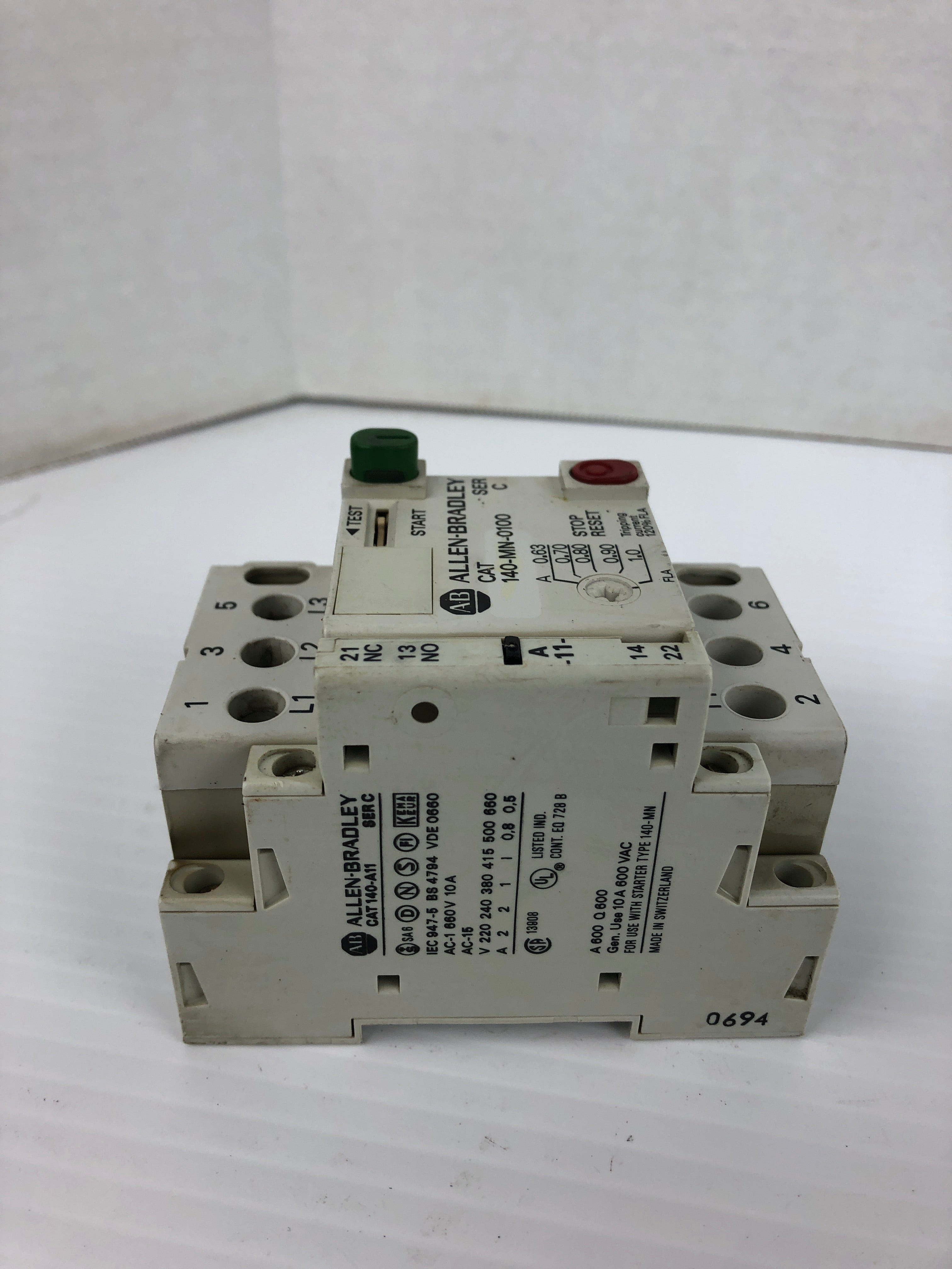 Allen Bradley 140-MN-0100 Manual Motor Starter Series C with 140-A11 Contact