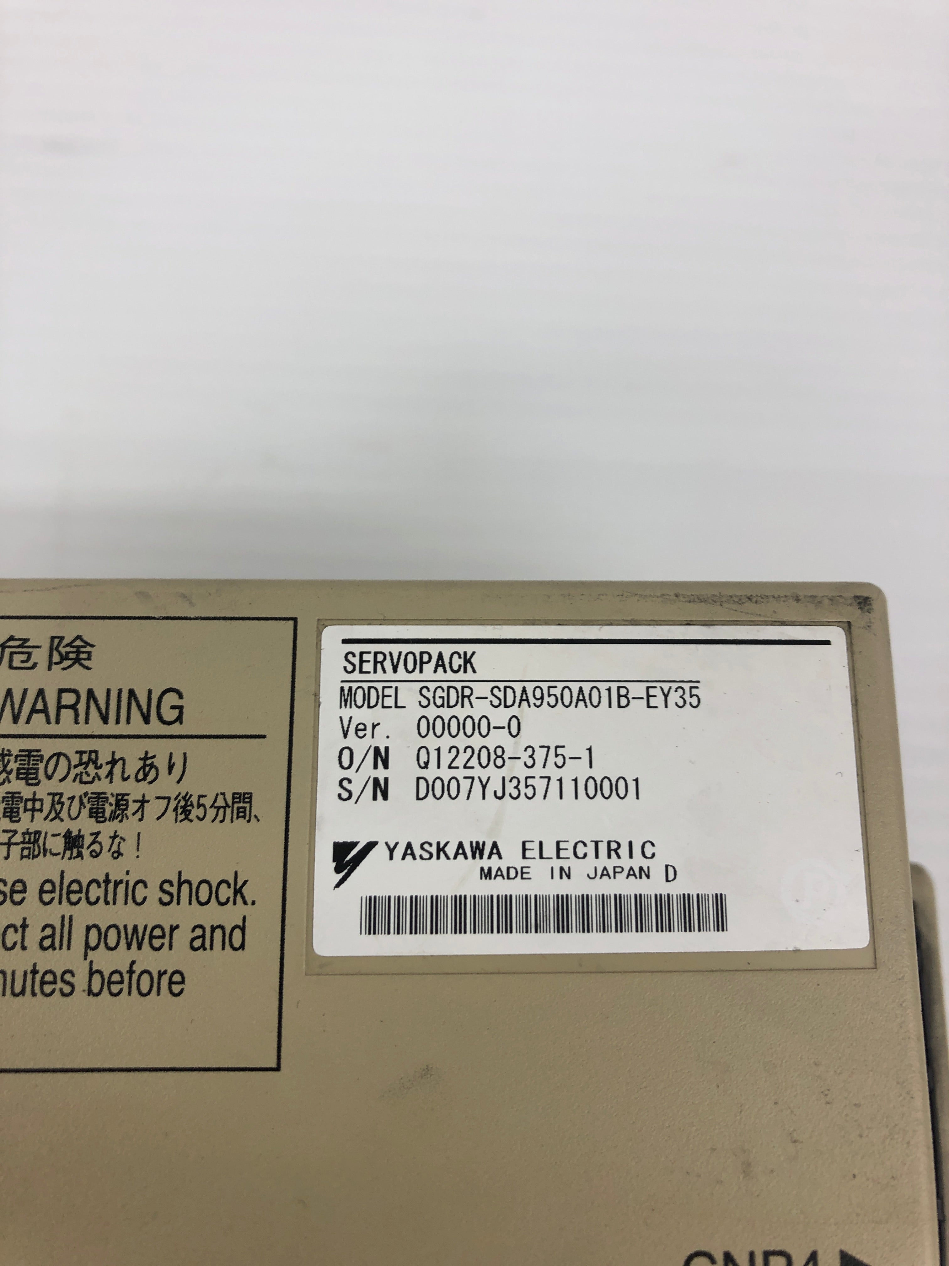 Yaskawa SGDR-SDA950A01B-EY35 Servopack Drive - BROKEN CASE