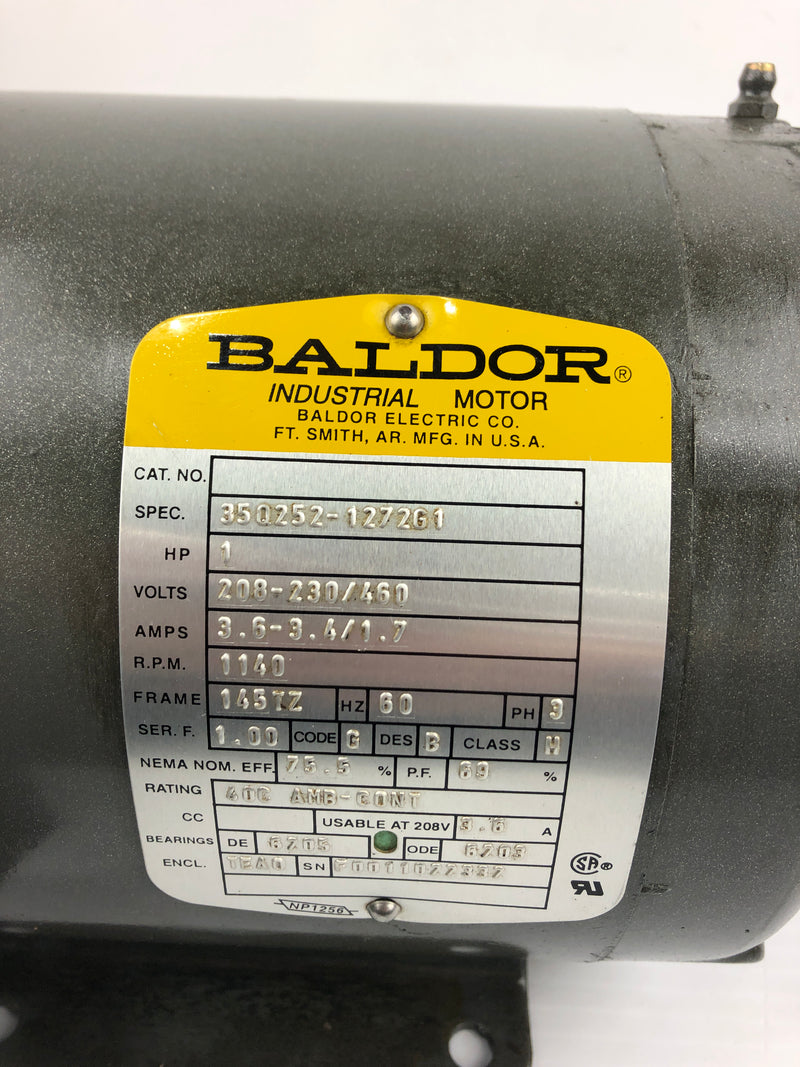 Baldor 35Q252-1272G1 Industrial Motor 1140RPM 1HP 3PH 208-230/460V 145TZ Frame