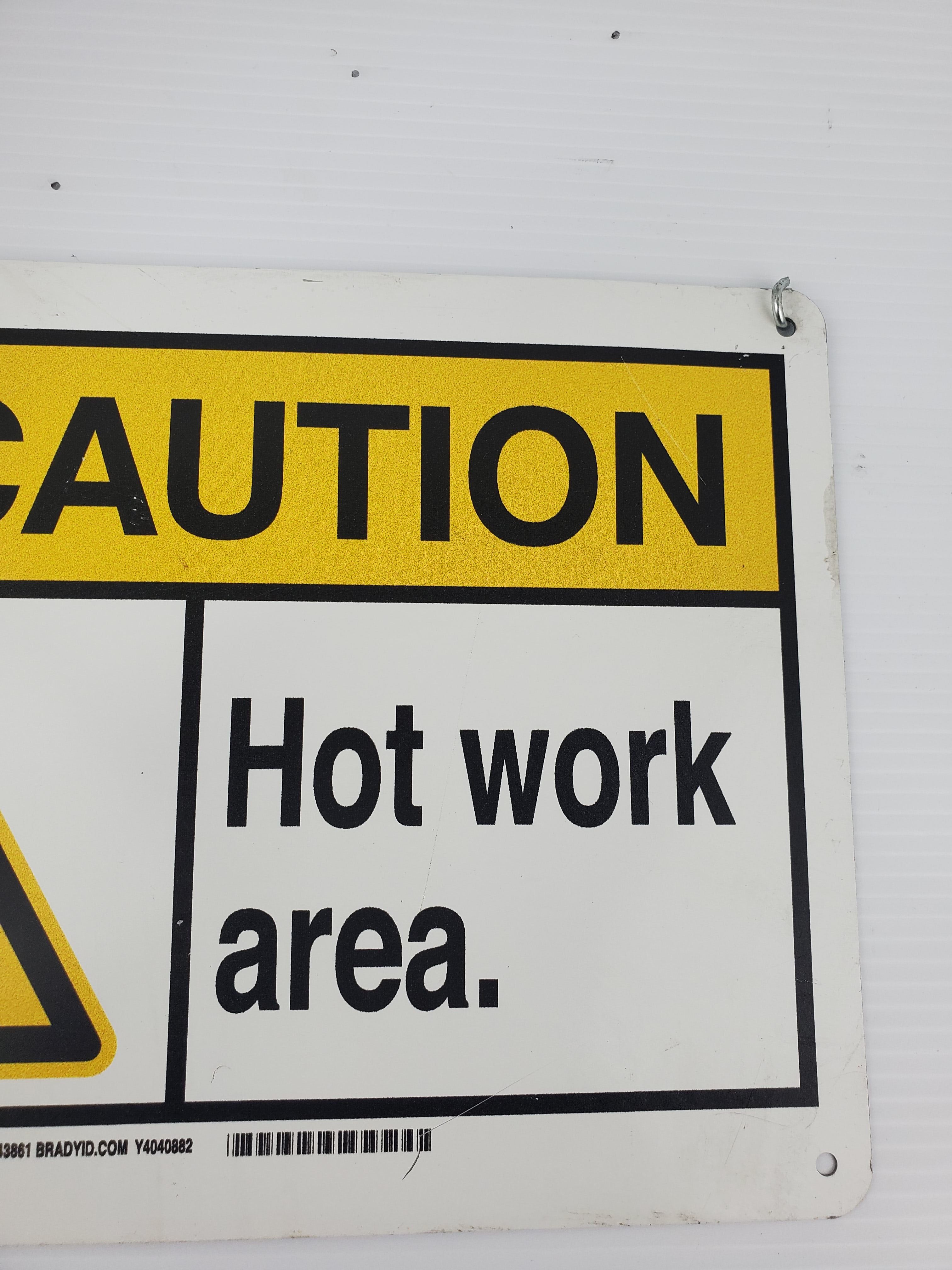 Metal Hanging Sign - CAUTION - HOT WORK AREA - Lot of 2 Signs