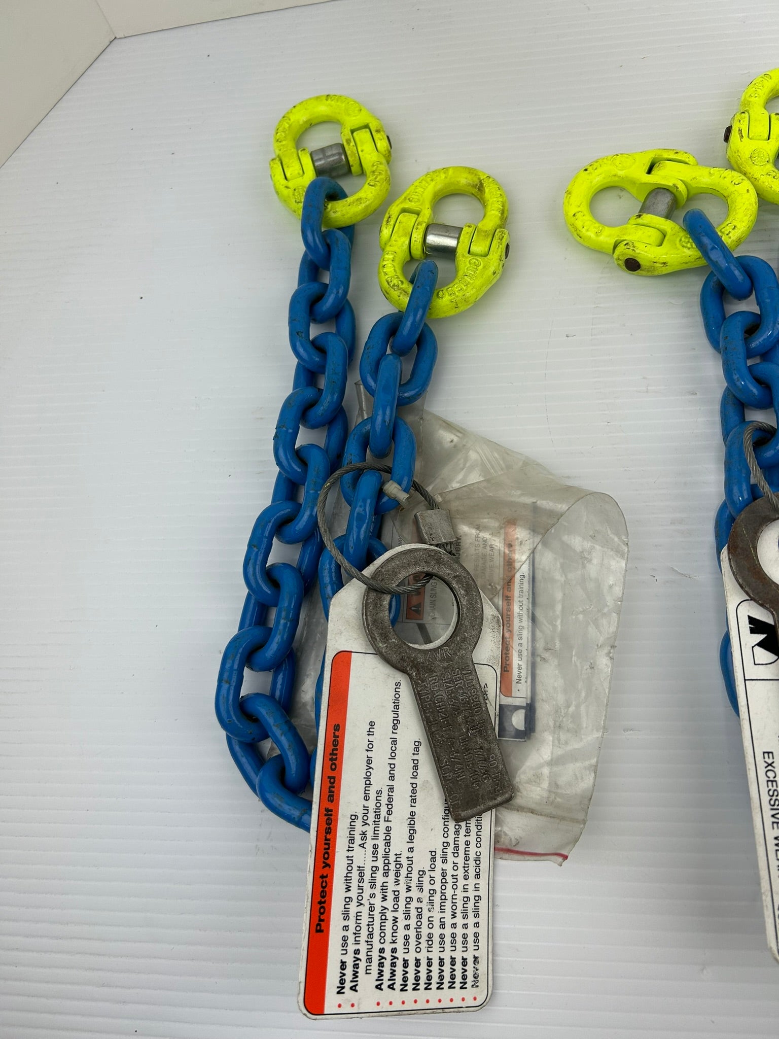 3/8" Grade 100 Alloy Chain Sling 11,300 LB WLL Single Leg Locking Hooks Lot of 3