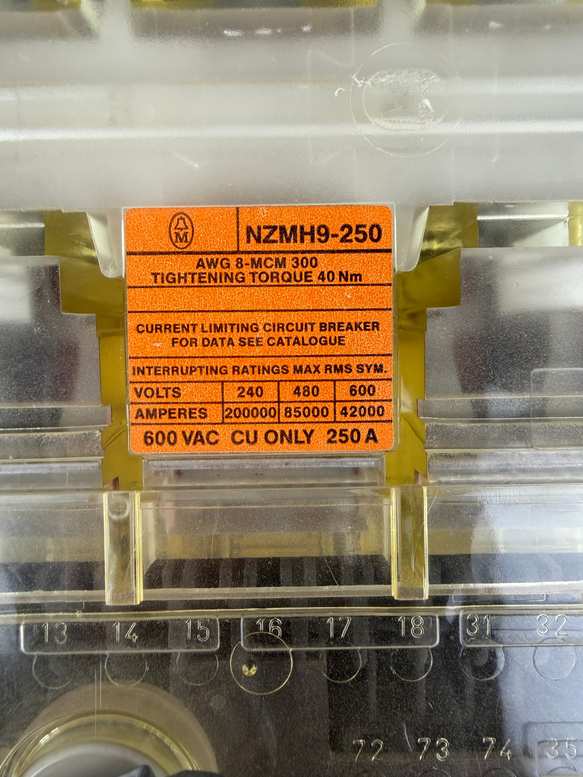 Moeller Circuit Breaker NZMH9-250 250 Amp 240/480/600 Volt