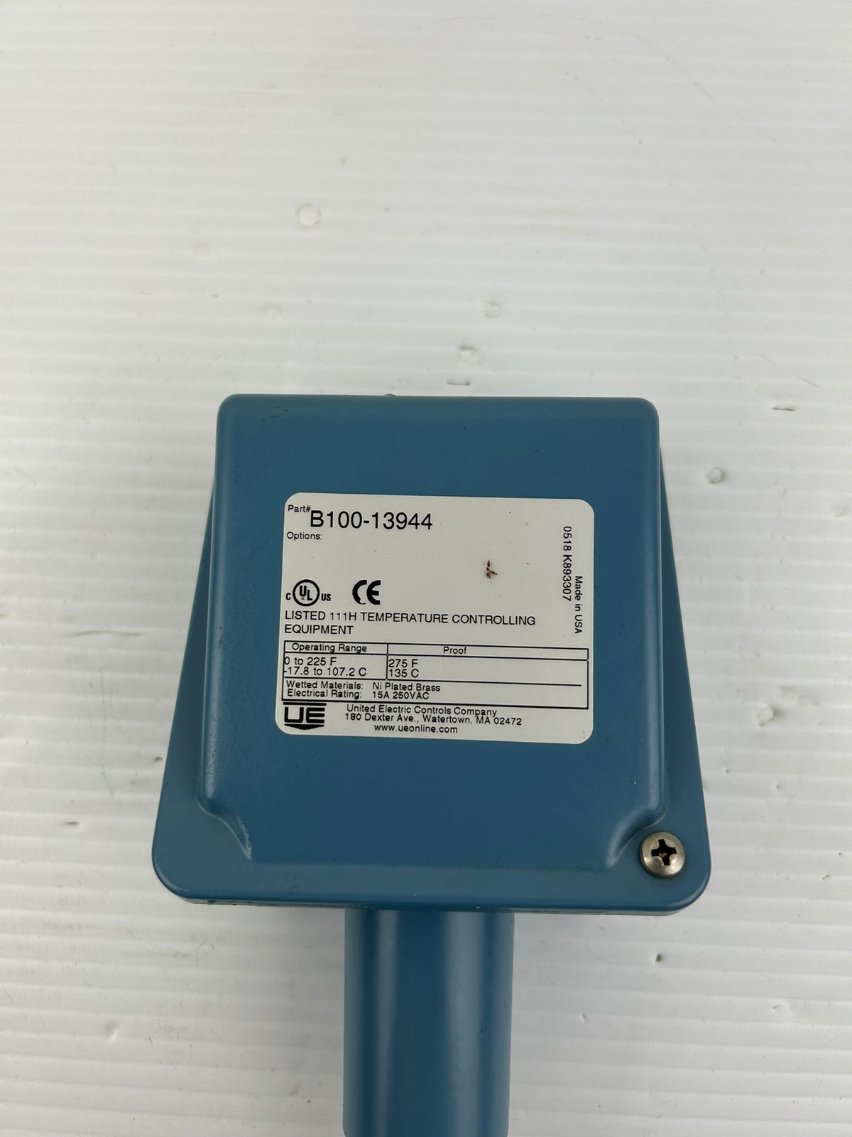 United Electric B100-13944 Temperature Control Switch 15A 250VAC