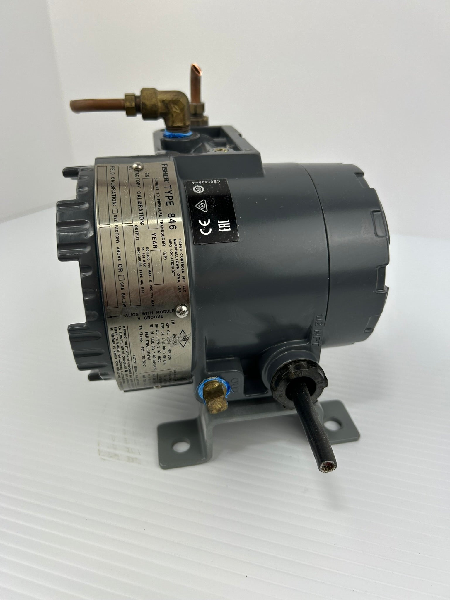 Fisher 846 Current to Pressure Transducer Input 4-20mA Output 3-15 PSIG