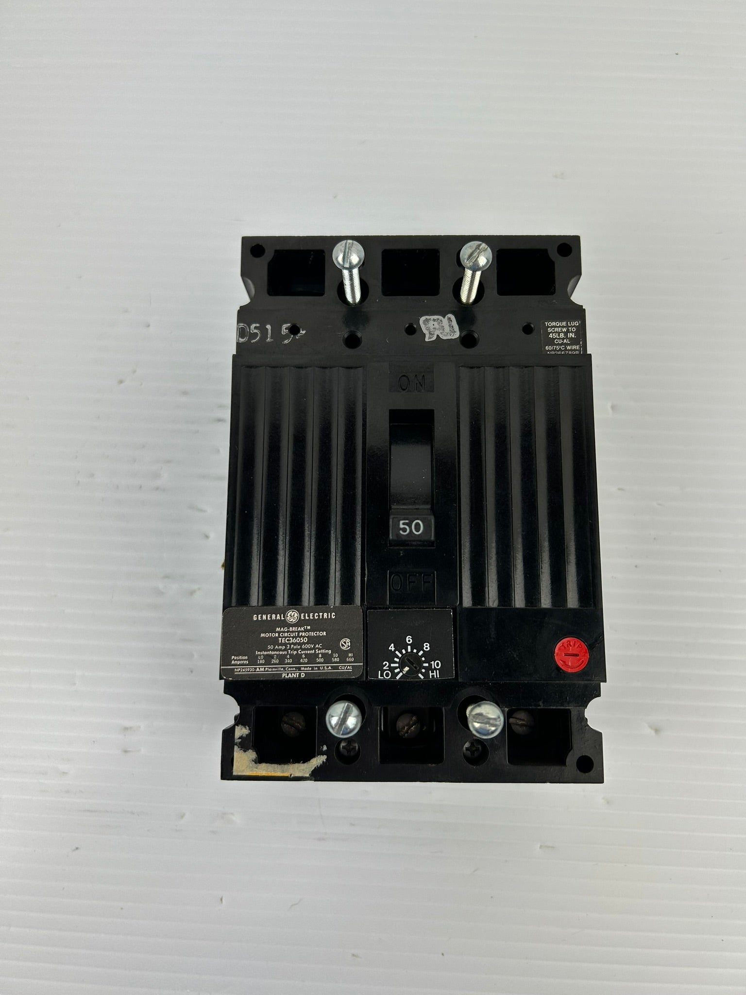 General Electric TEC36050 Motor Circuit Protector Breaker 50 Amp 3 Pole 600VAC