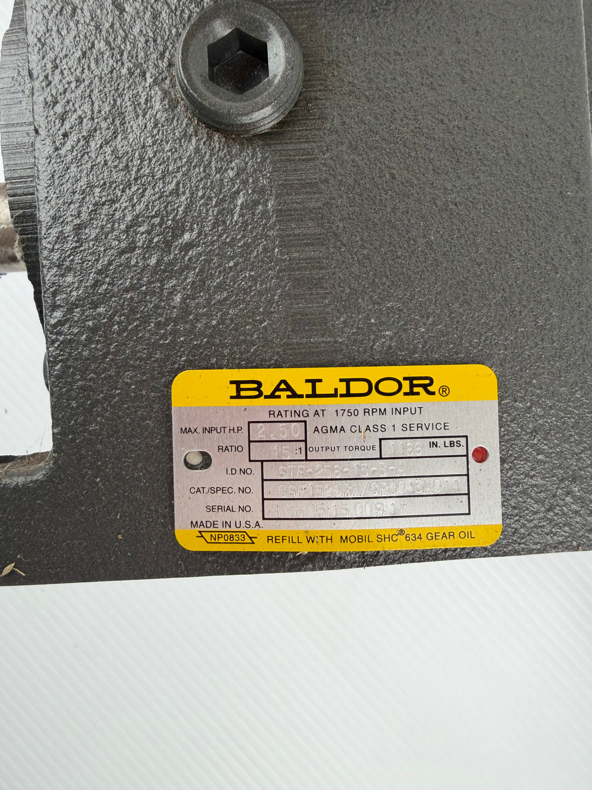 Baldor ST-256-15-B-A Right Angle Gear Reducer 15:1 2.5 HP