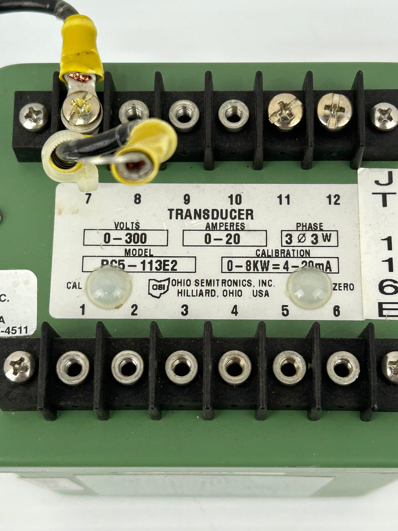 Ohio Semitronics PC5-113E2 Transducer 0-20 Amperes 0-300 Volts 3 Phase