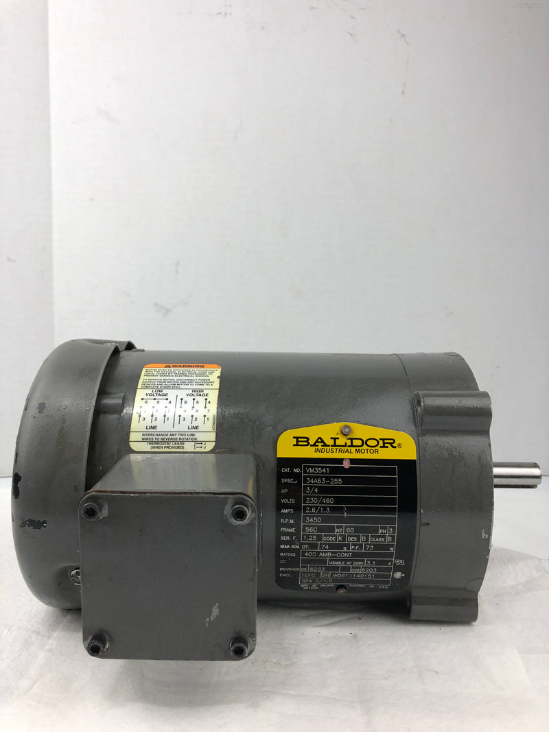 Baldor VM3541 Industrial Motor 3/4HP 3450 RPM 56C 3PH