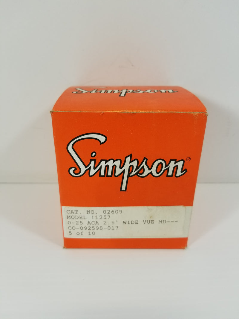 Simpson Gauge 0-25 ACA Amp Meter 02609 Model 1257