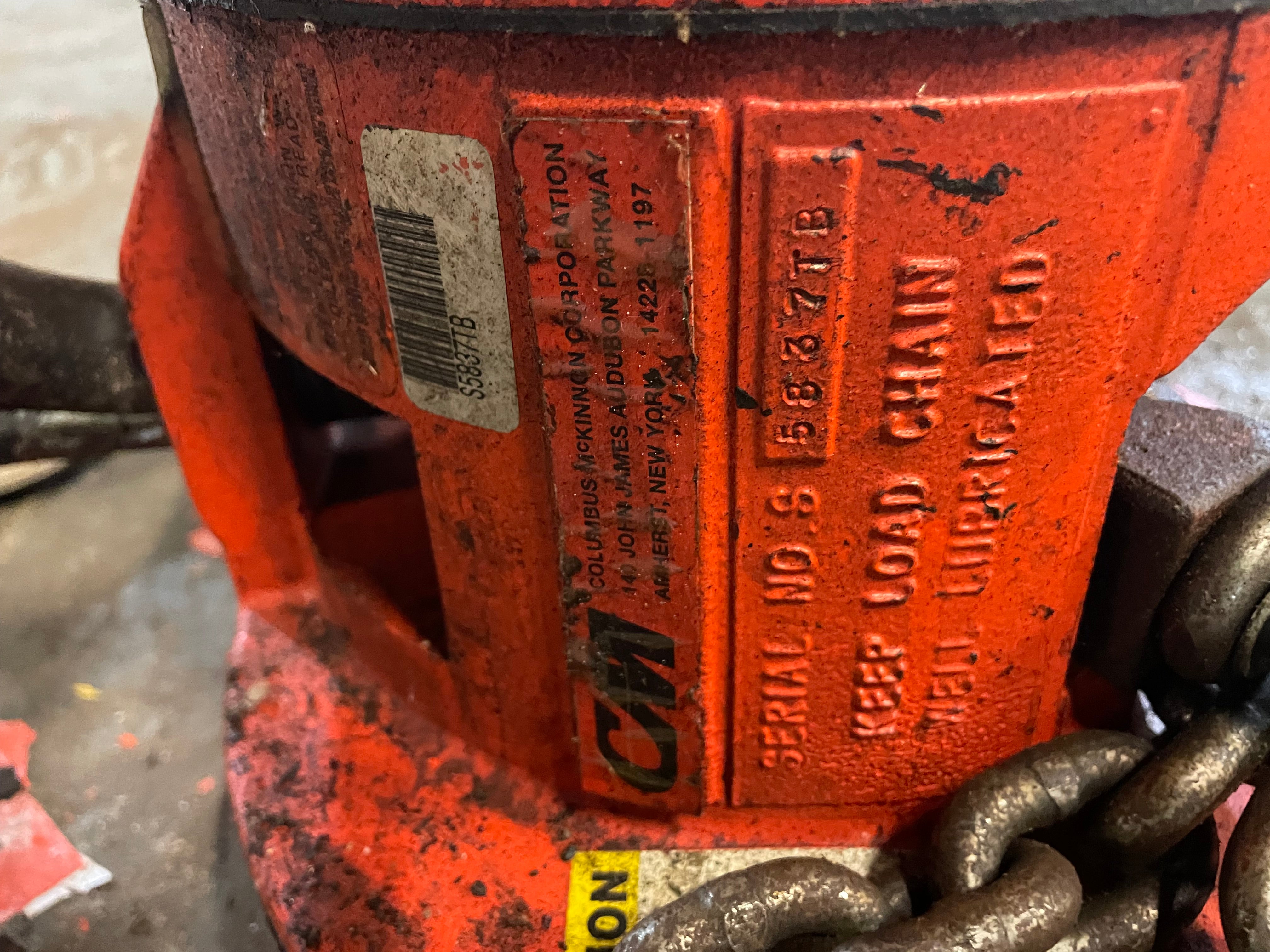 CM Cyclone 2 Ton Manual Chain Fall Hoist with Load Limiter S5837TB