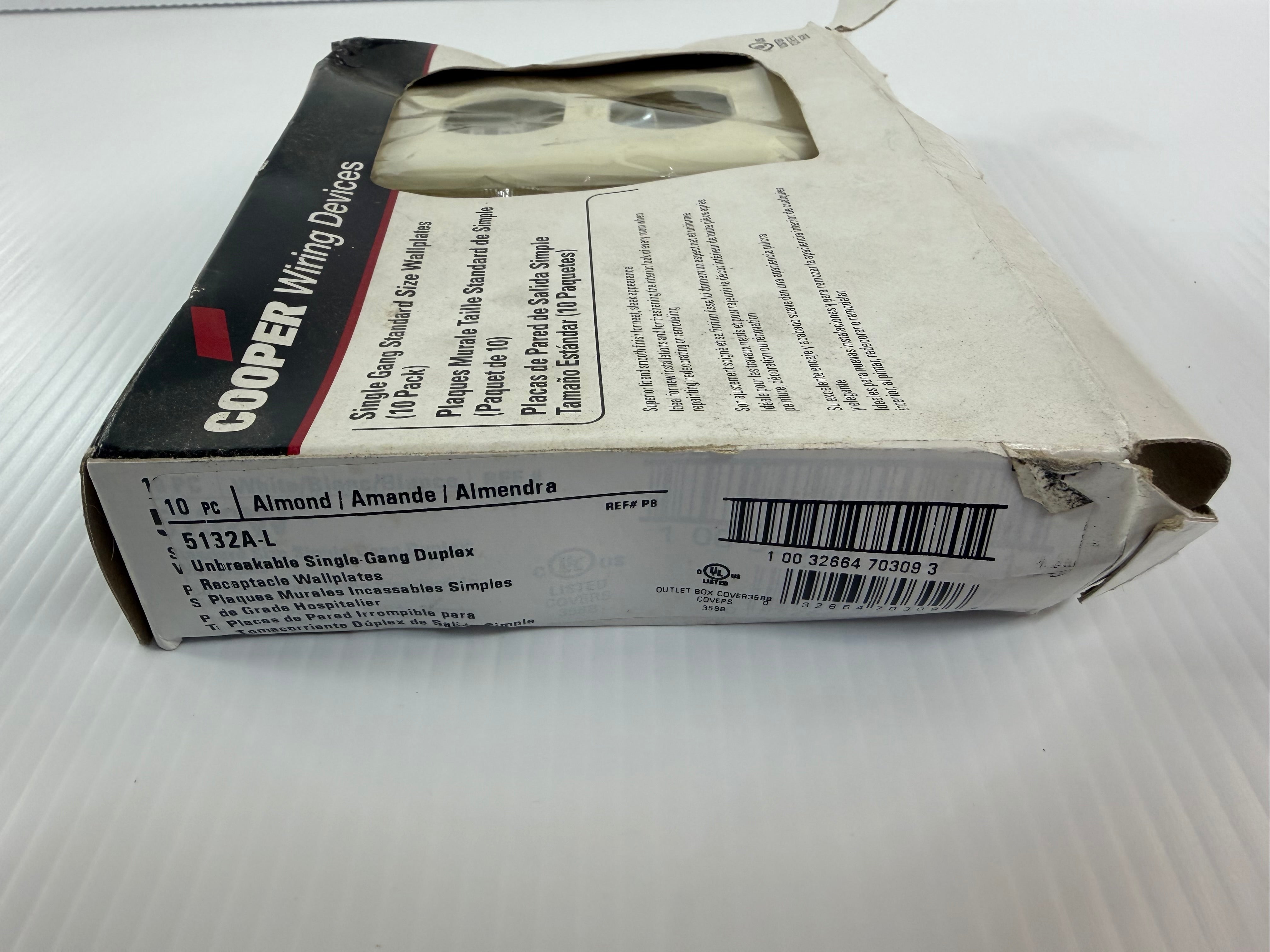 Cooper Wiring 1-Gang Receptable 5132A-L Box of 10 Almond
