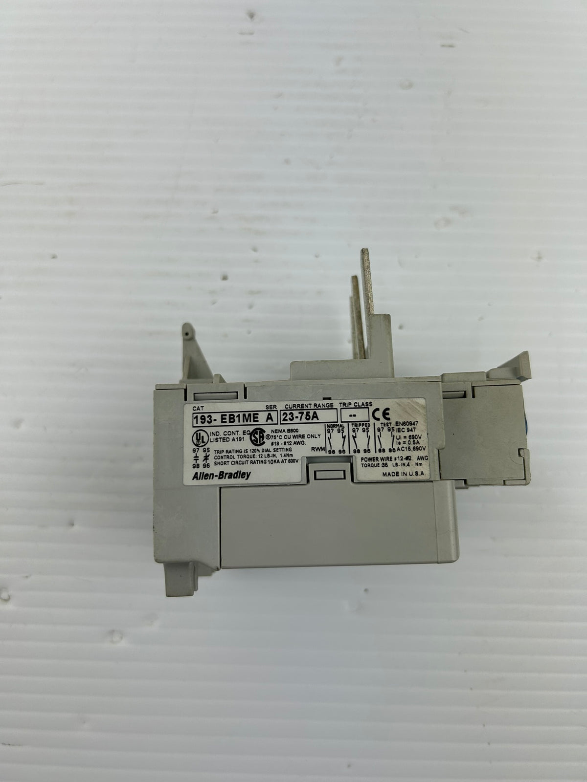 Allen-Bradley 193-EB1ME Series A EB Electronic Overload Relay 23-75A