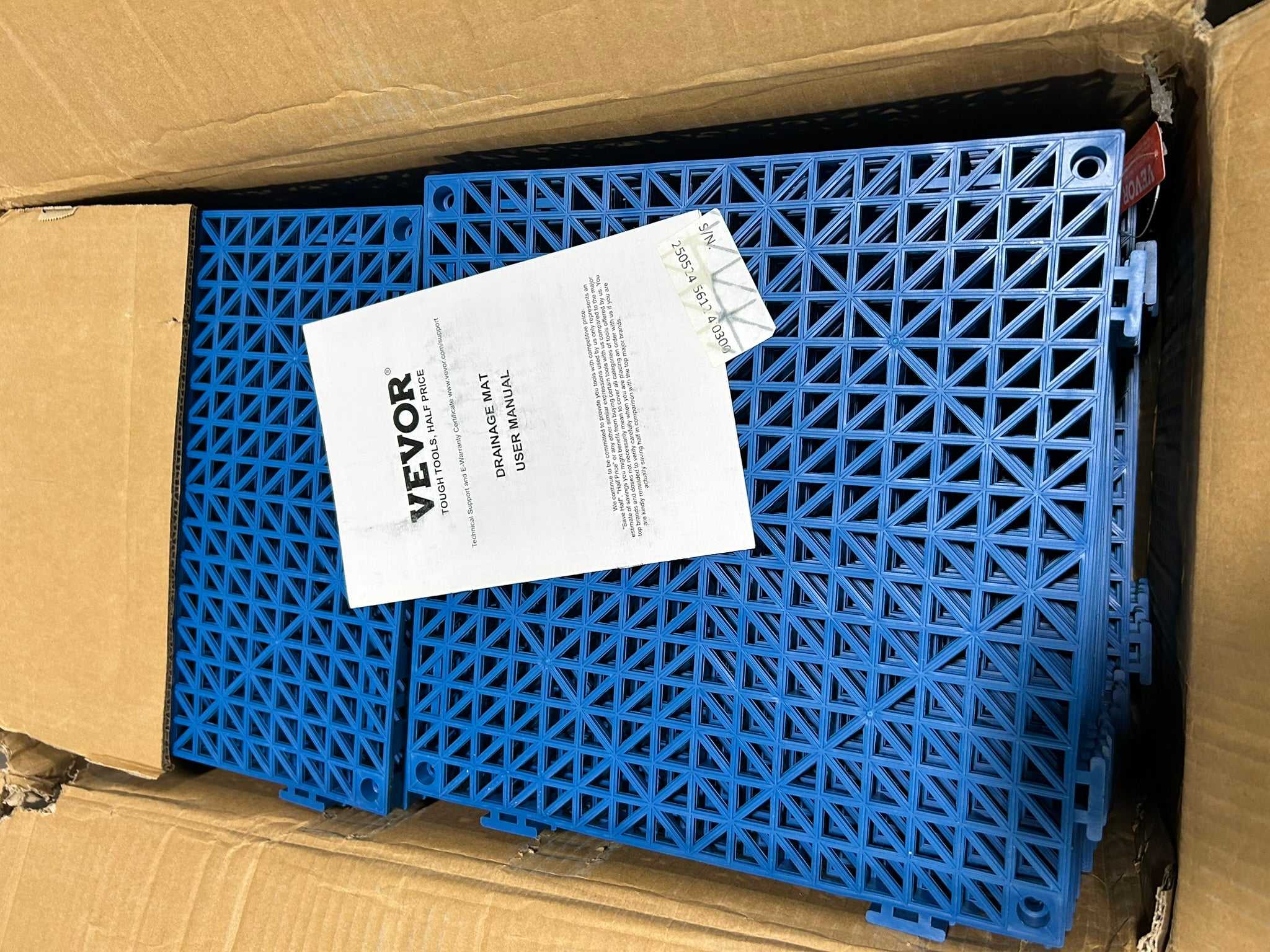 Vevor 30*30*1.5cm-U Drainage Mat Blue 12" x 12" - Box of 50