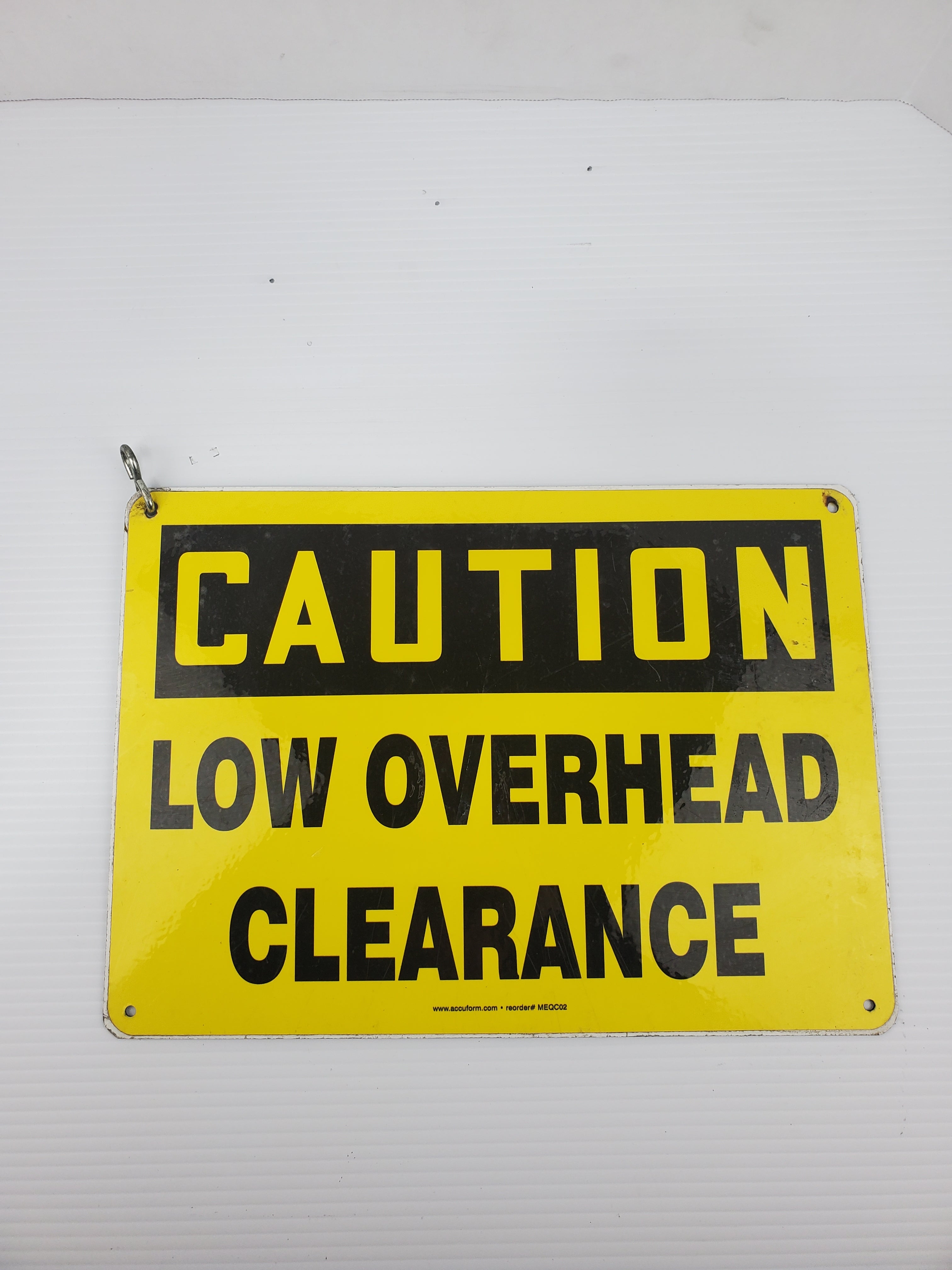 Metal Hanging Sign Yellow CAUTION - LOW OVERHEAD CLEARANCE