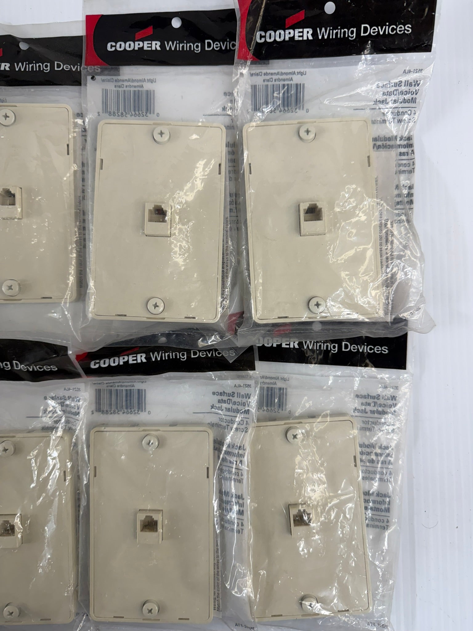 Cooper Wiring Wall Surface Voice/Data Modular Jack 3521-4LA Lot of 10