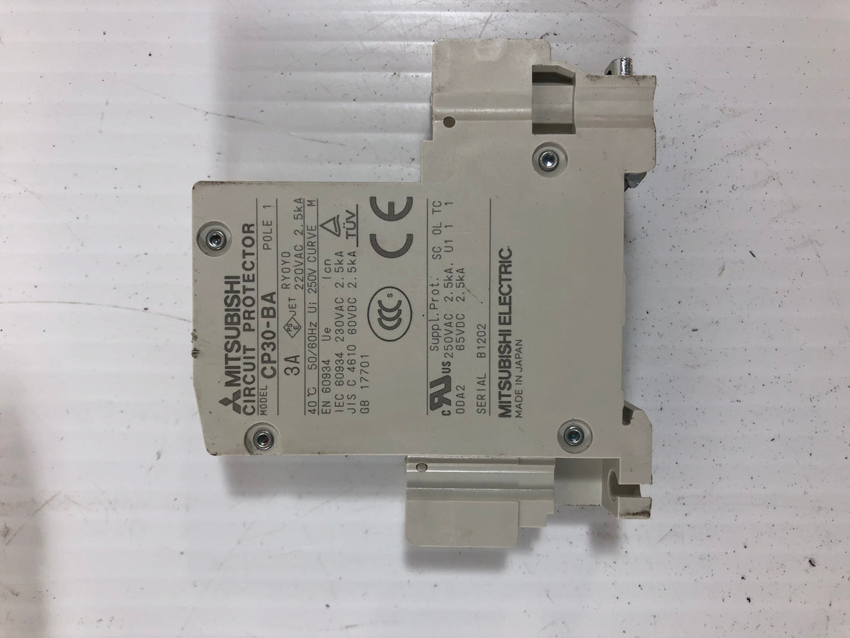 Lot of 4 - Mitsubishi CP30-BA Circuit Protector 3A 1P 220VAC 2.5kA 50/60 Hz
