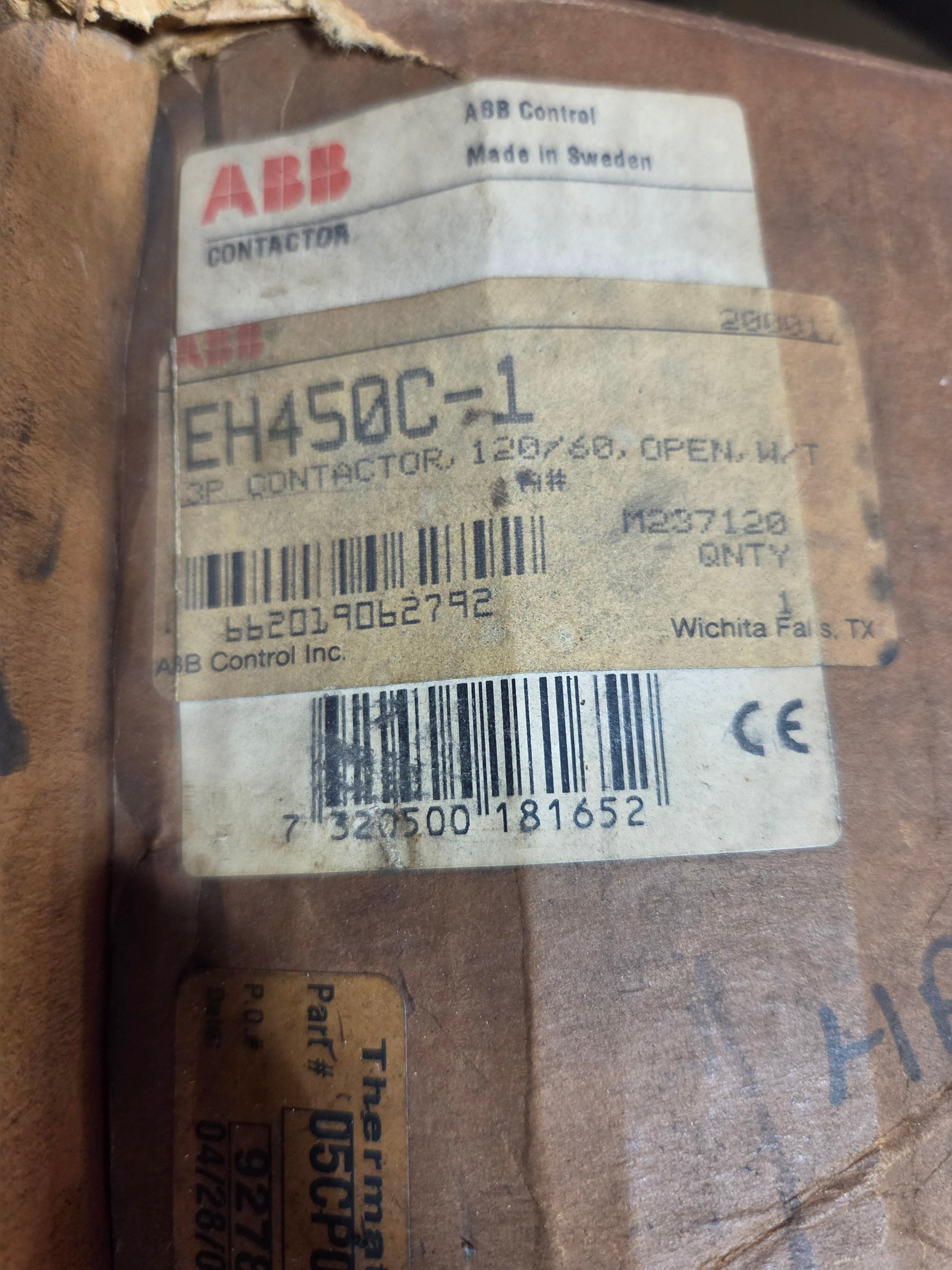 ABB EH450C-1 Contactor 3-Pole 120V Coil 550A 1000V Motor Starter EH 450C-*L