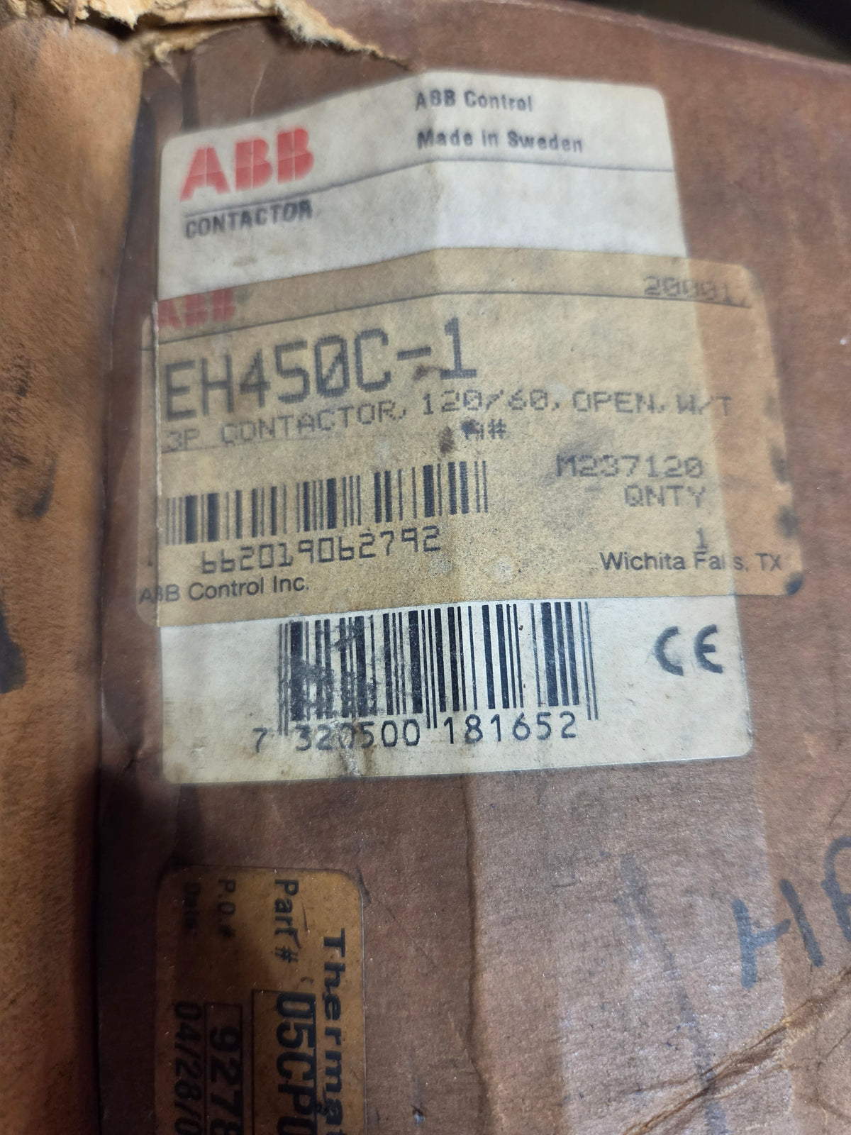 ABB EH450C-1 Contactor 3-Pole 120V Coil 550A 1000V Motor Starter EH 450C-*L