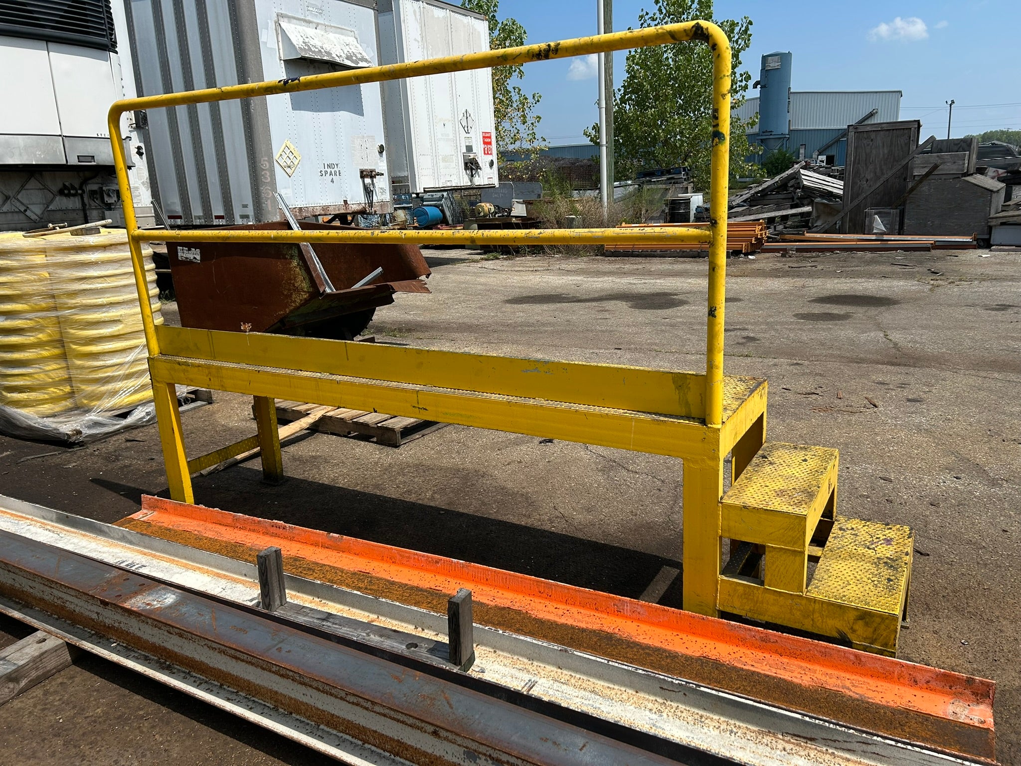 Yellow Steel 3 Step Safety Platform Walkover with Railing