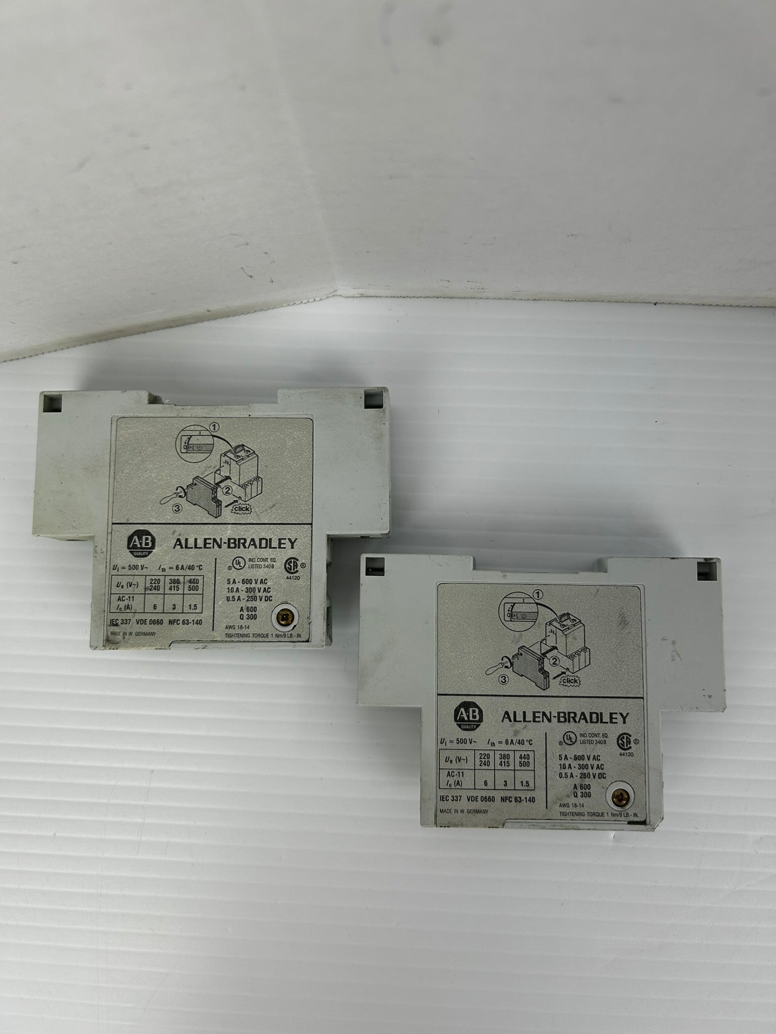 Allen-Bradley 190-A11 Auxiliary Contact Ser. A 500V 6A - Lot of 2