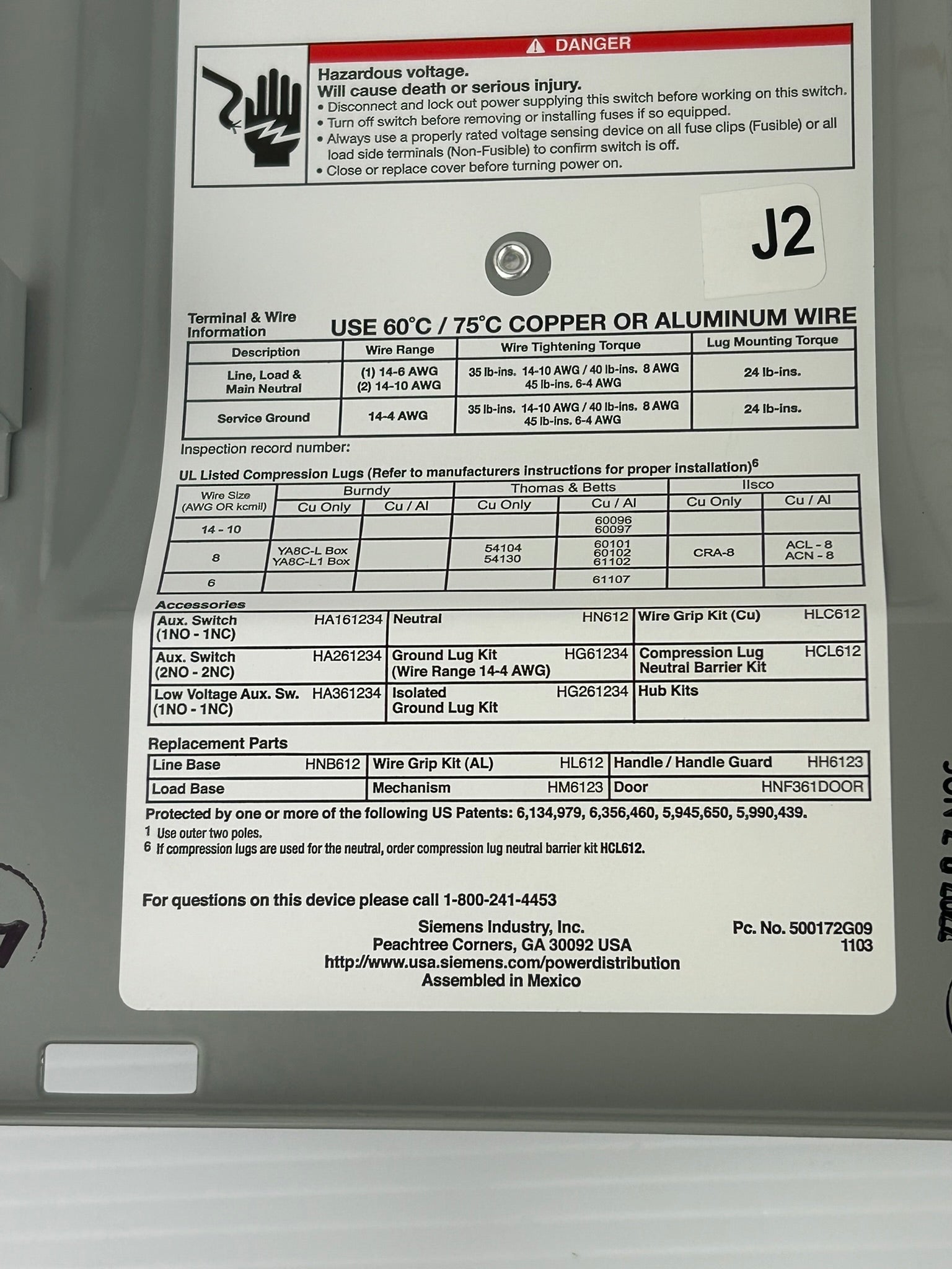 Siemens HNF361 Non-Fusible Heavy Duty Safety Switch 30A 600VAC 250VDC Indoor