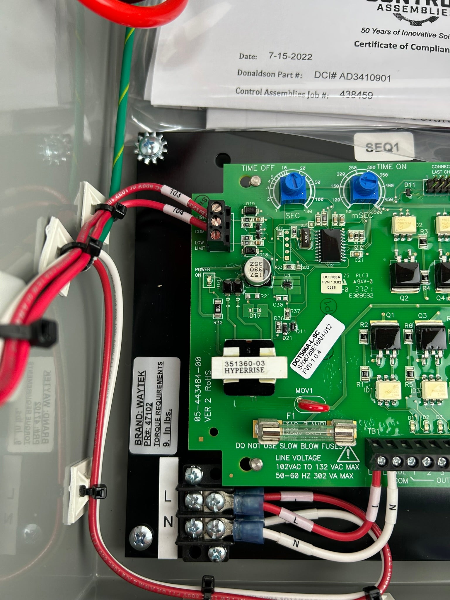 Donaldson Torit Delta P Plus 7053601 Downtime Clean Control Panel Controller