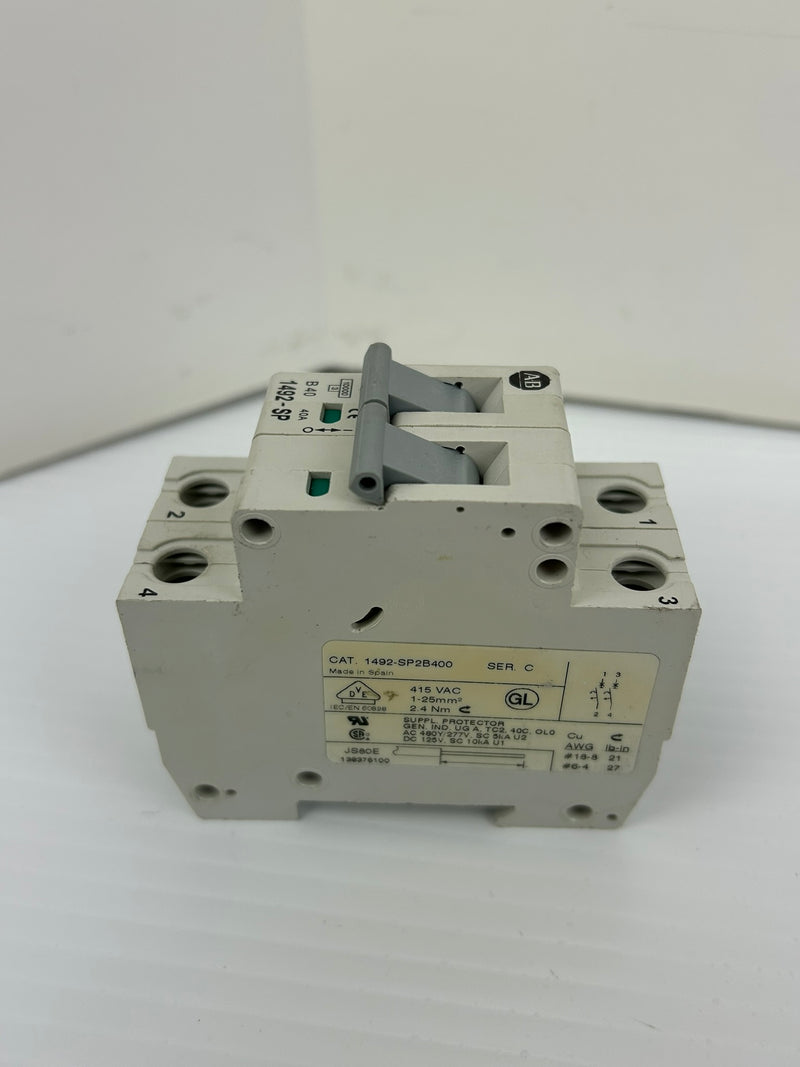 Allen-Bradley 1492-SP2B400 Circuit Breaker Ser C 415VAC 1-25mm² 40A 2P -Lot of 2