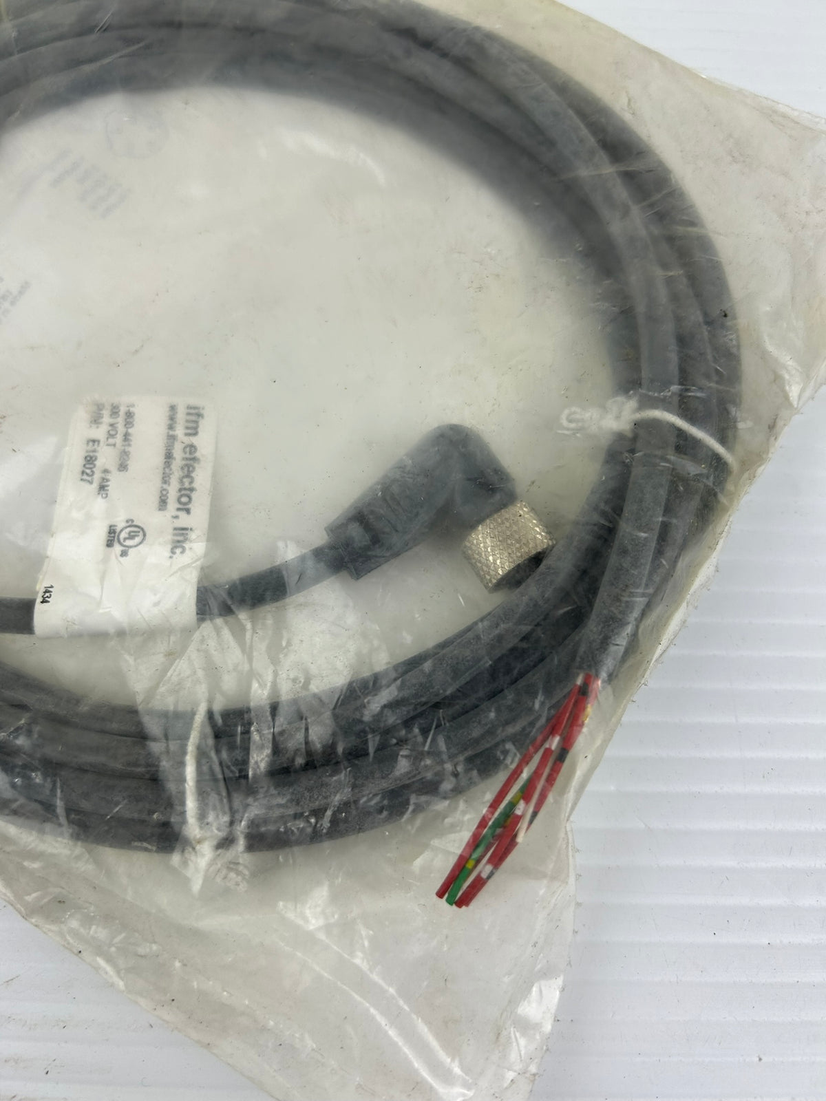 IFM E18027 4M 5-Pin Female Right Angle Cordset 1/2"-20 PUR Cable PN4